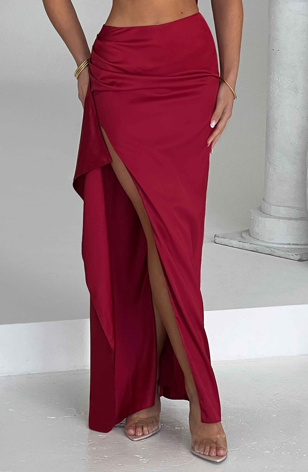 Halsea Maxi Skirt in Wine