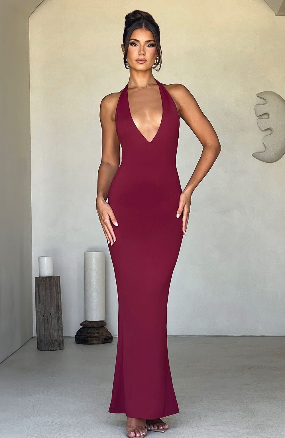 Harmonie Maxi Dress in Burgundy