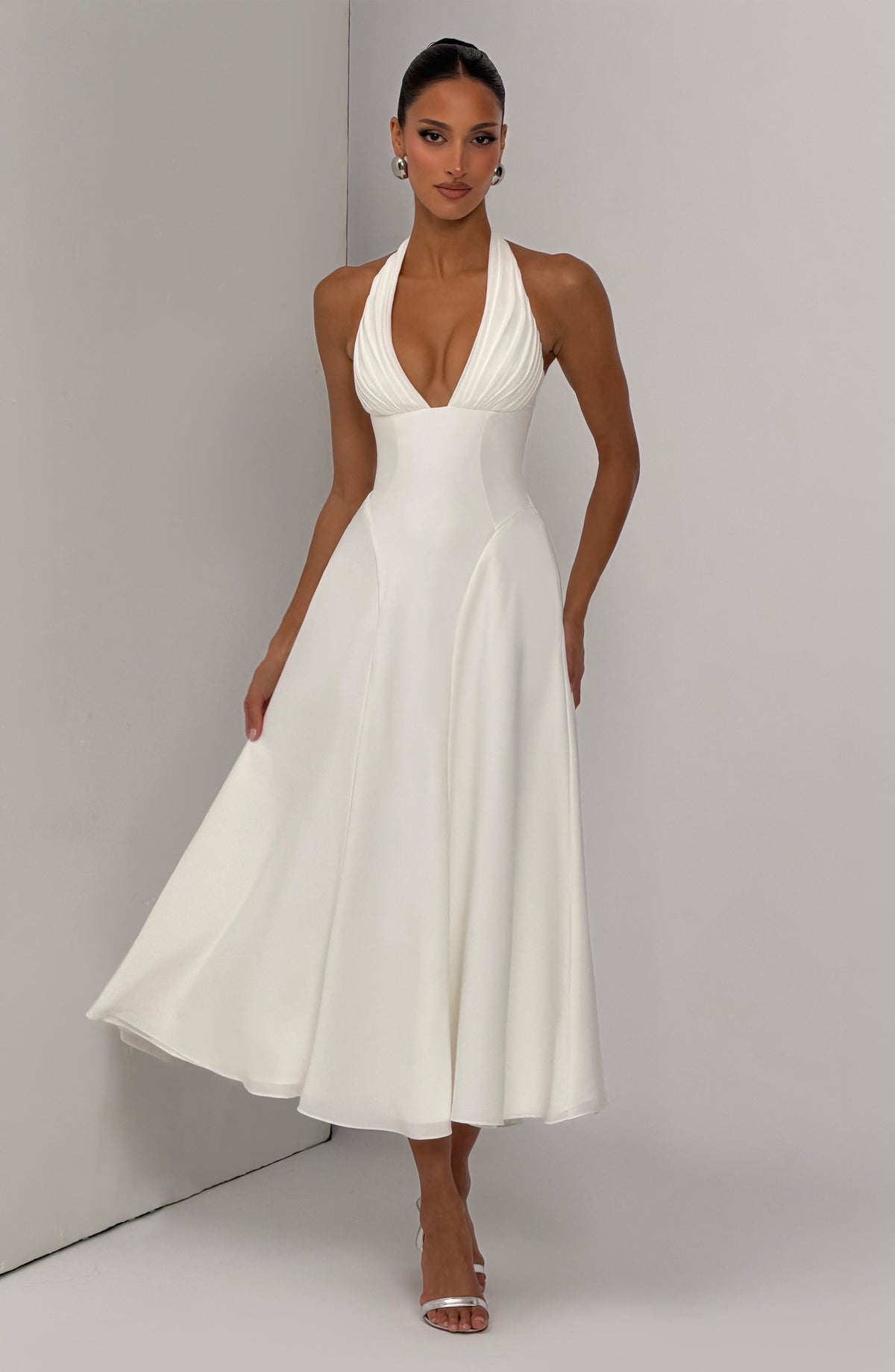Haylen Midi Dress in Ivory