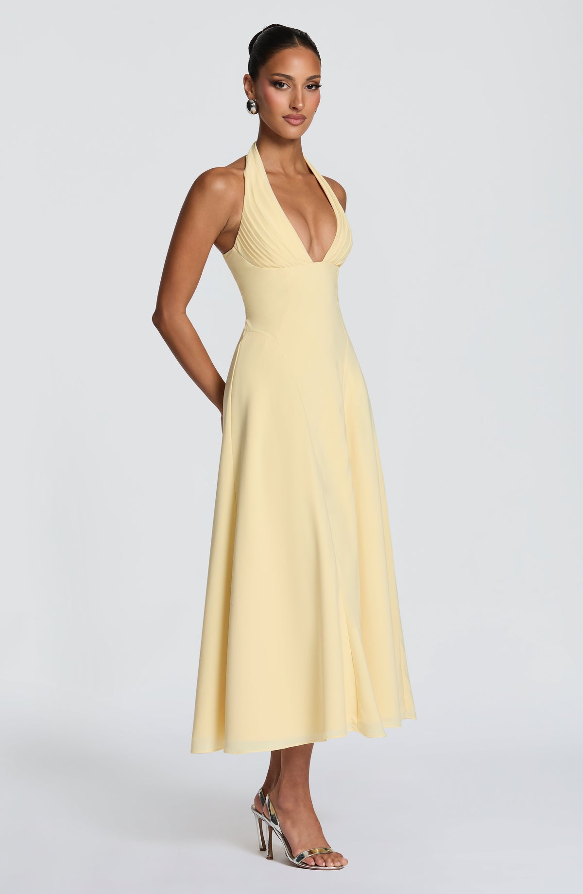 Haylen Midi Dress in Lemon