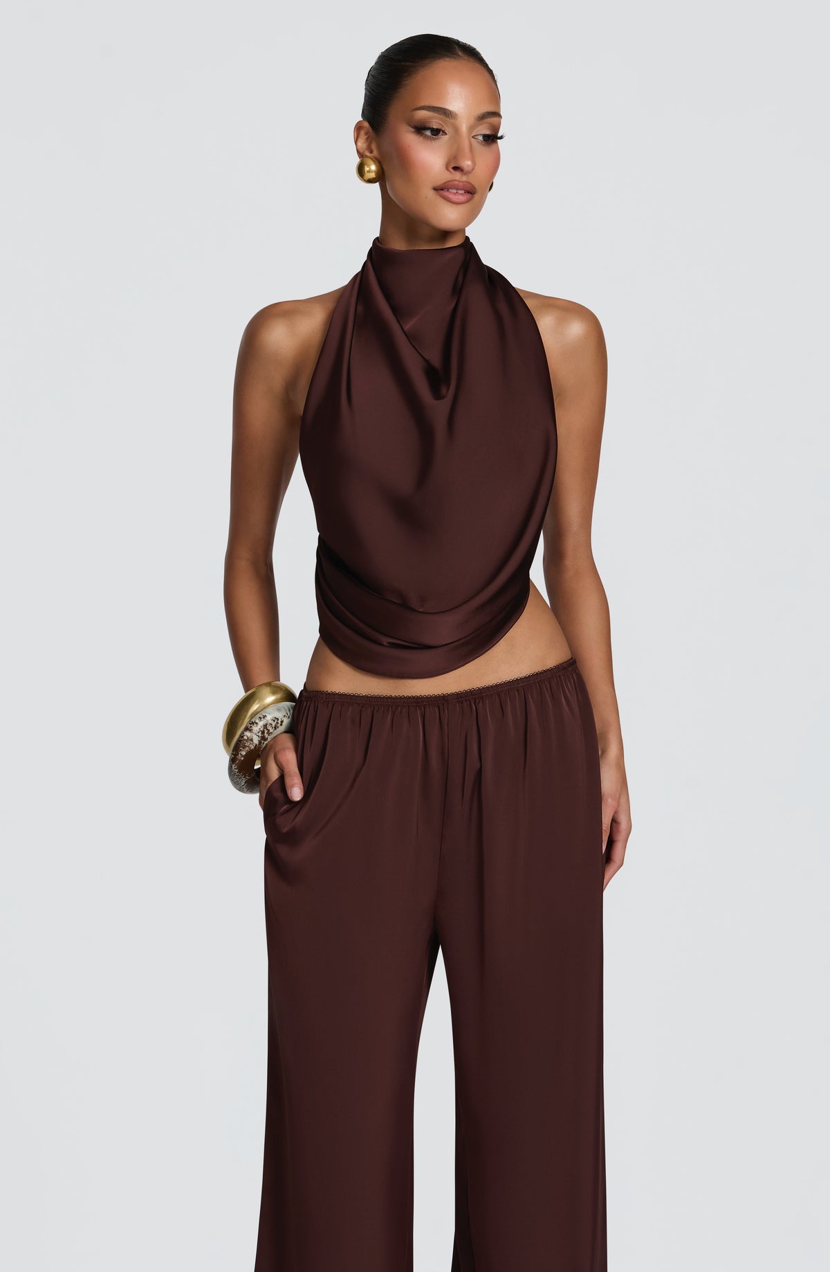 Hazelle Top in Plum Brown