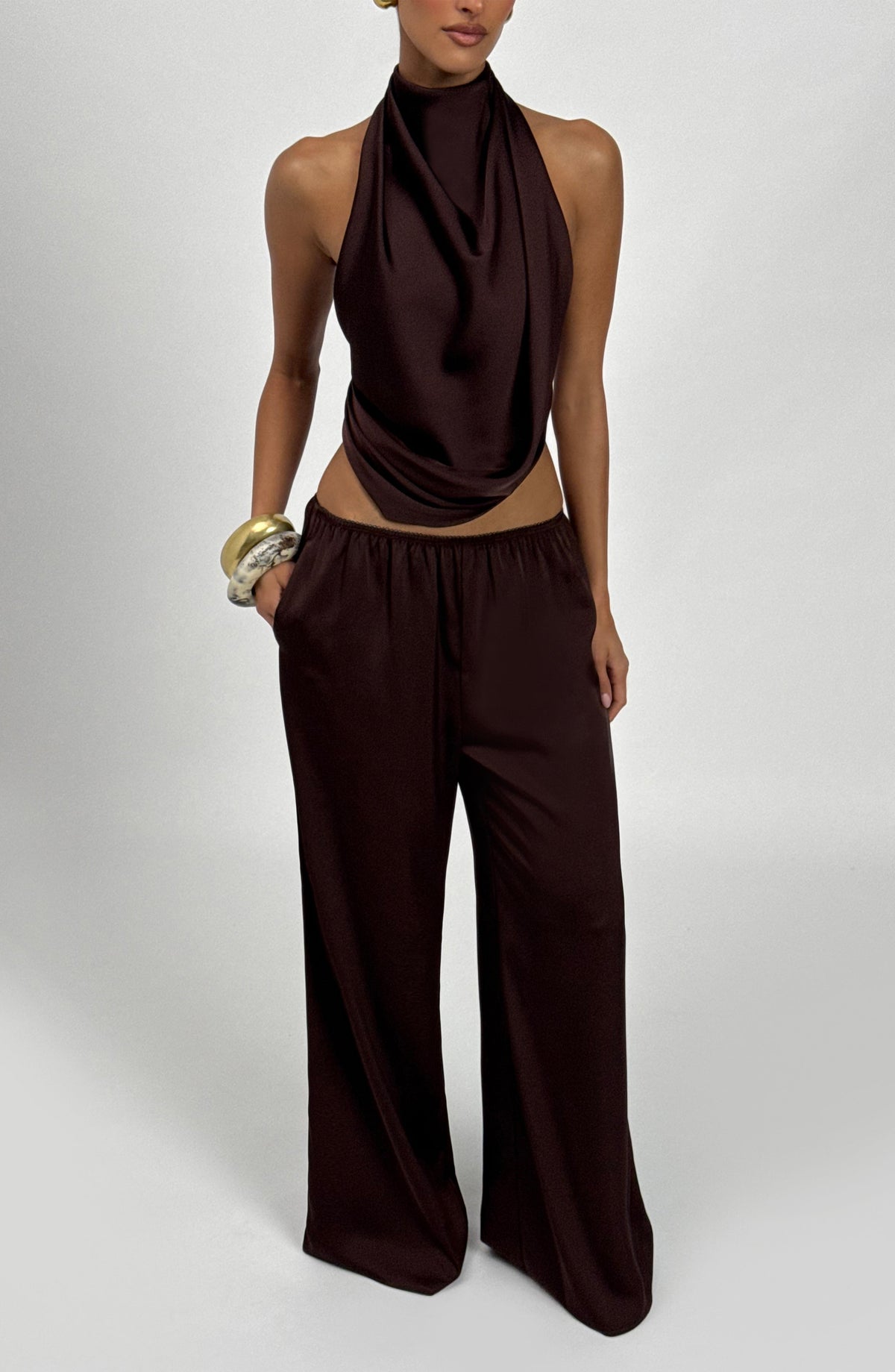 Hazelle Top in Plum Brown