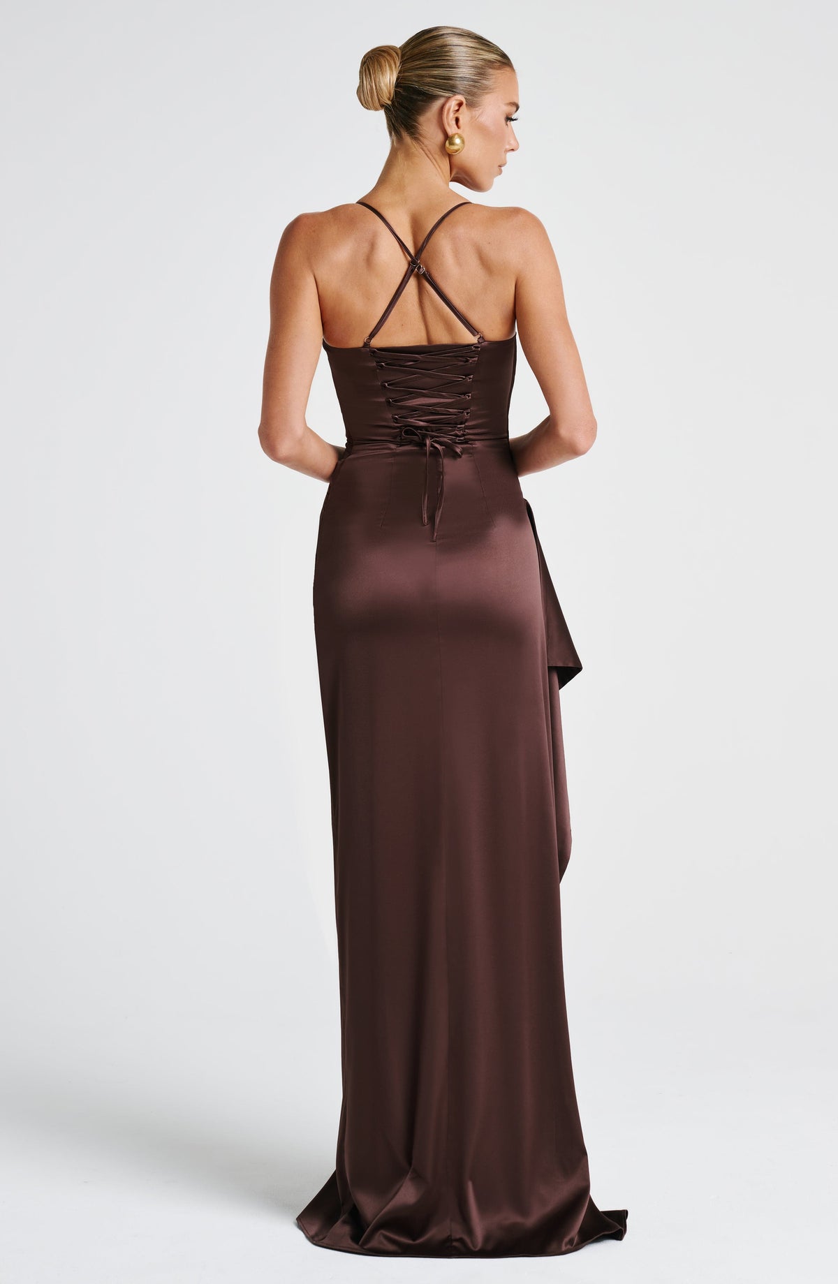 Helena Maxi Dress in Plum Brown