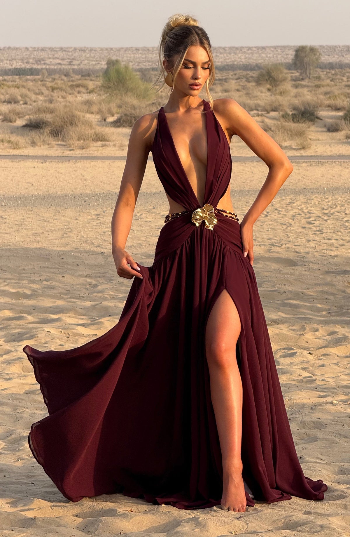 Indianne Maxi Dress in Cherry Lacquer