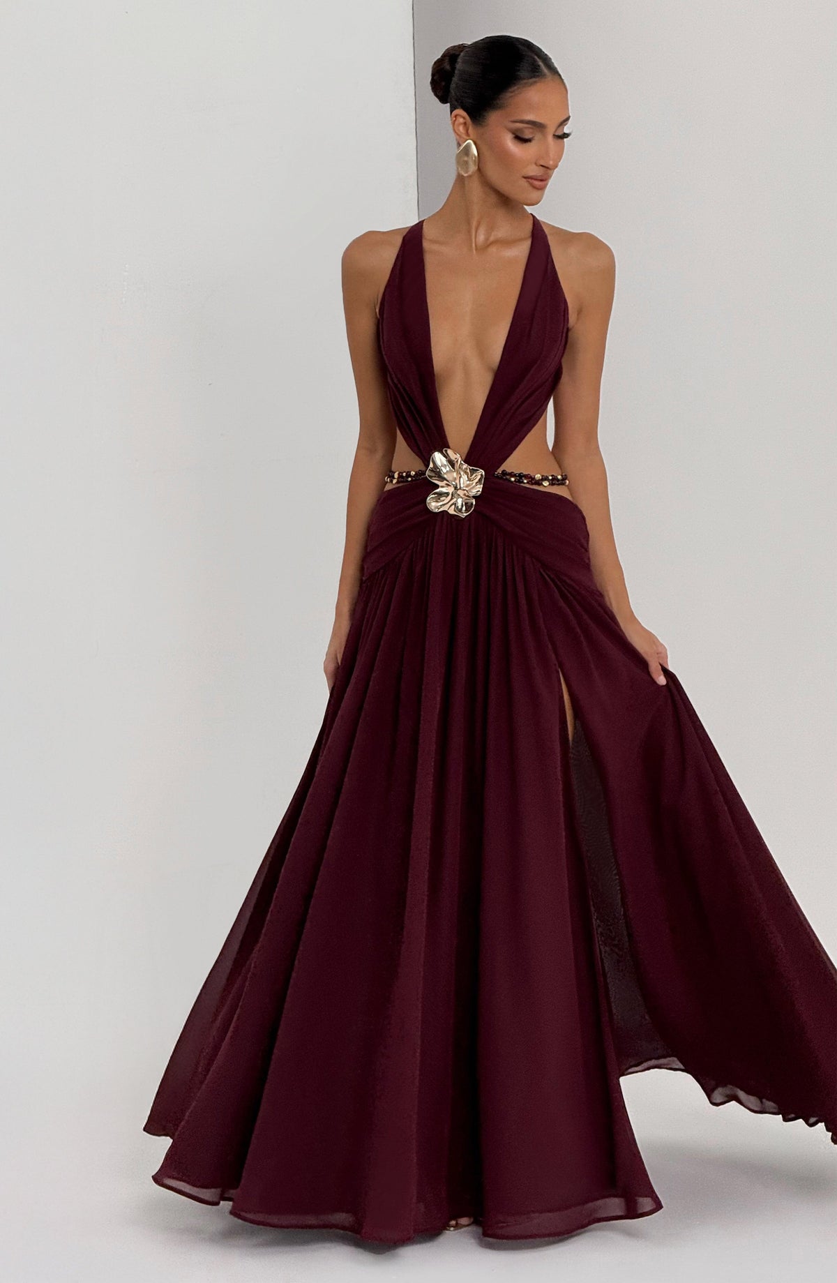 Indianne Maxi Dress in Cherry Lacquer