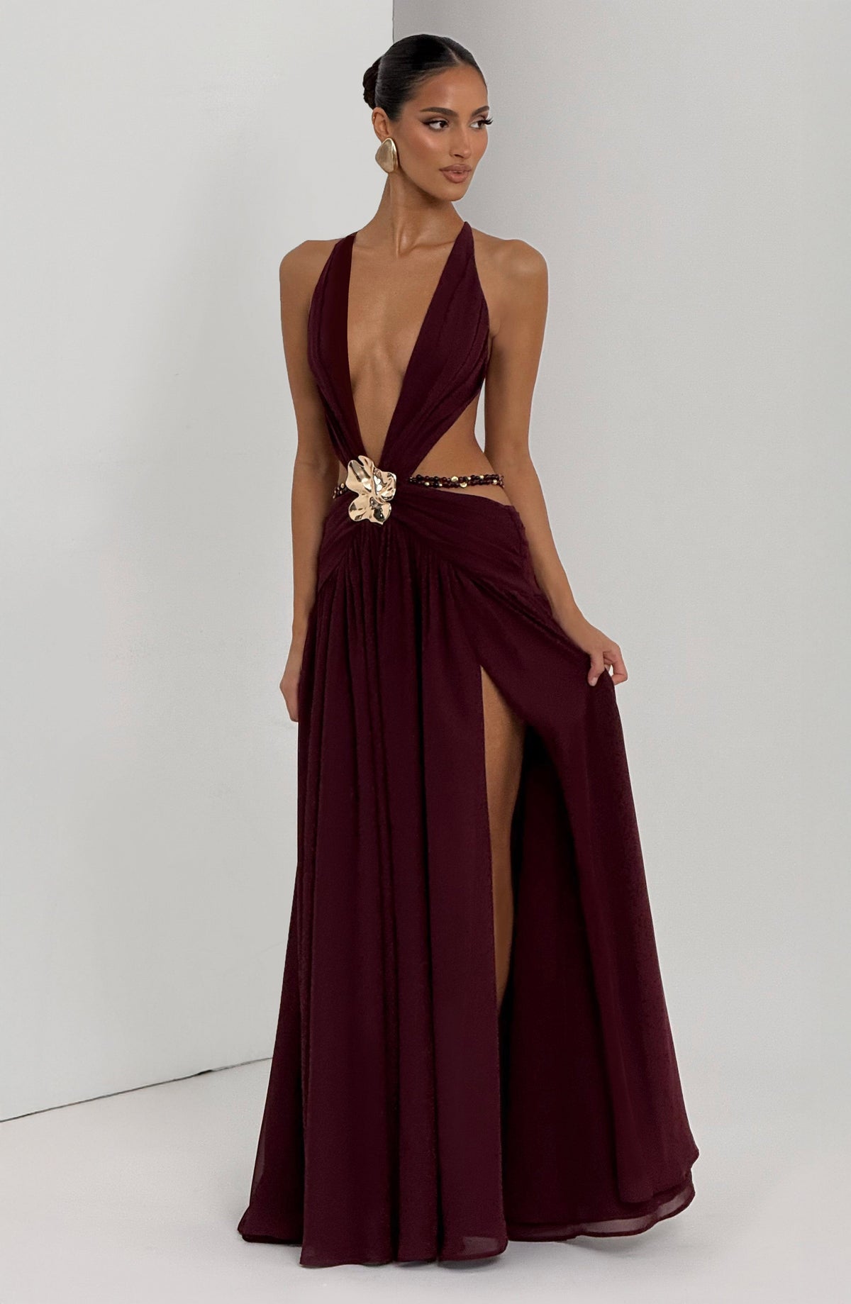 Indianne Maxi Dress in Cherry Lacquer