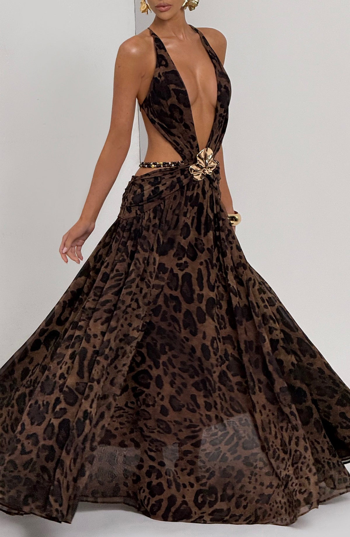 Indianne Maxi Dress in Leopard Print