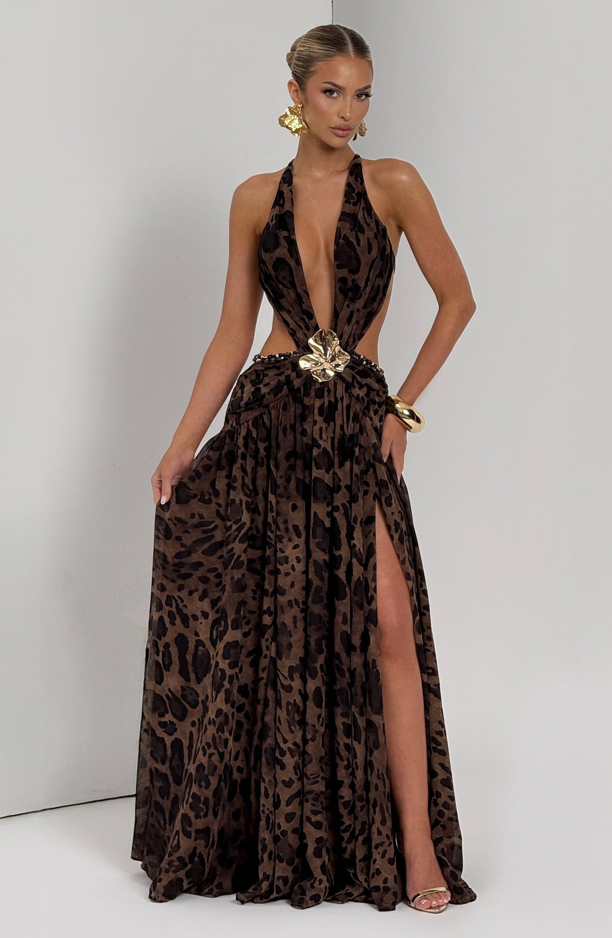 Indianne Maxi Dress in Leopard Print