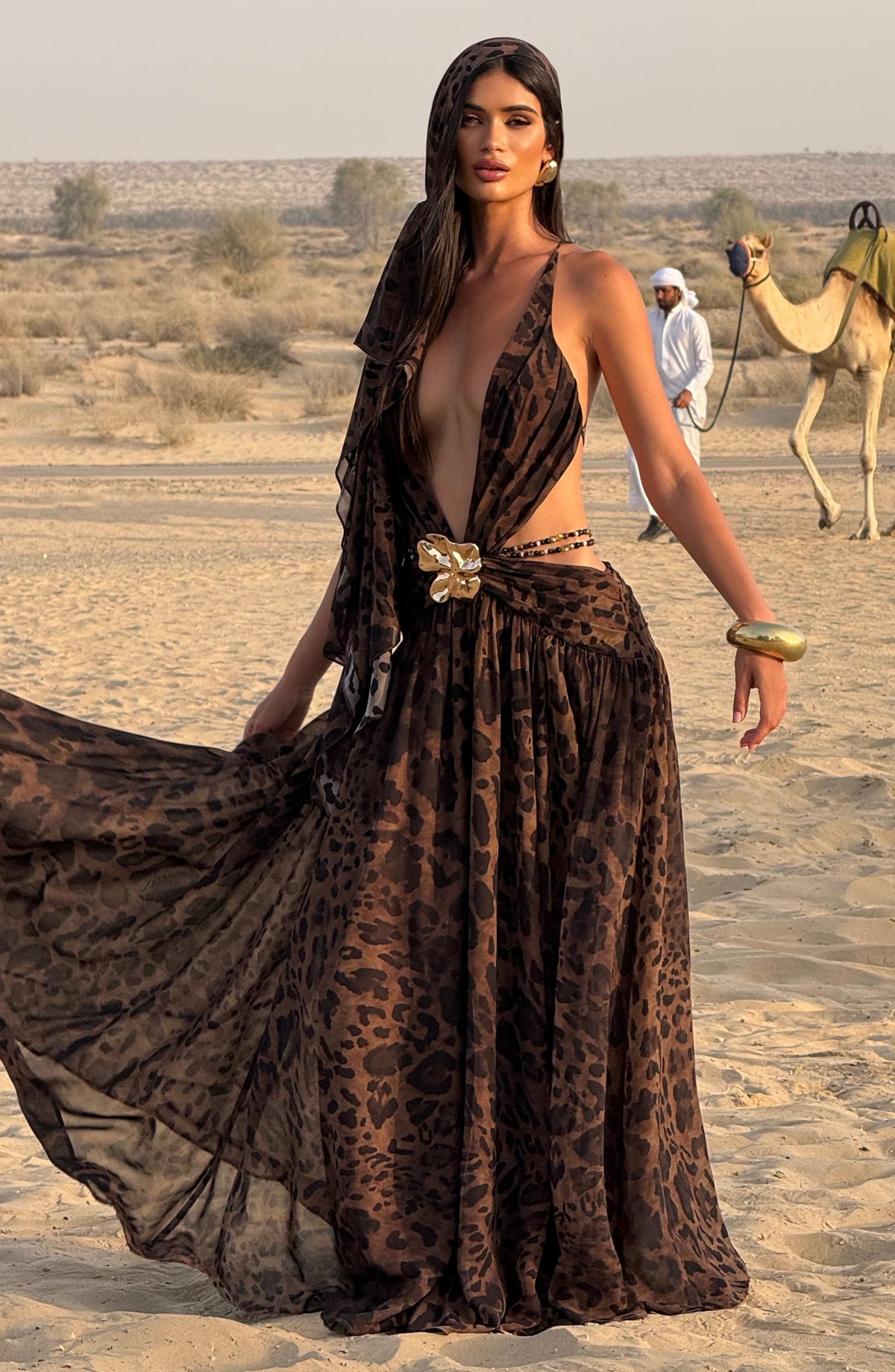 Indianne Maxi Dress in Leopard Print