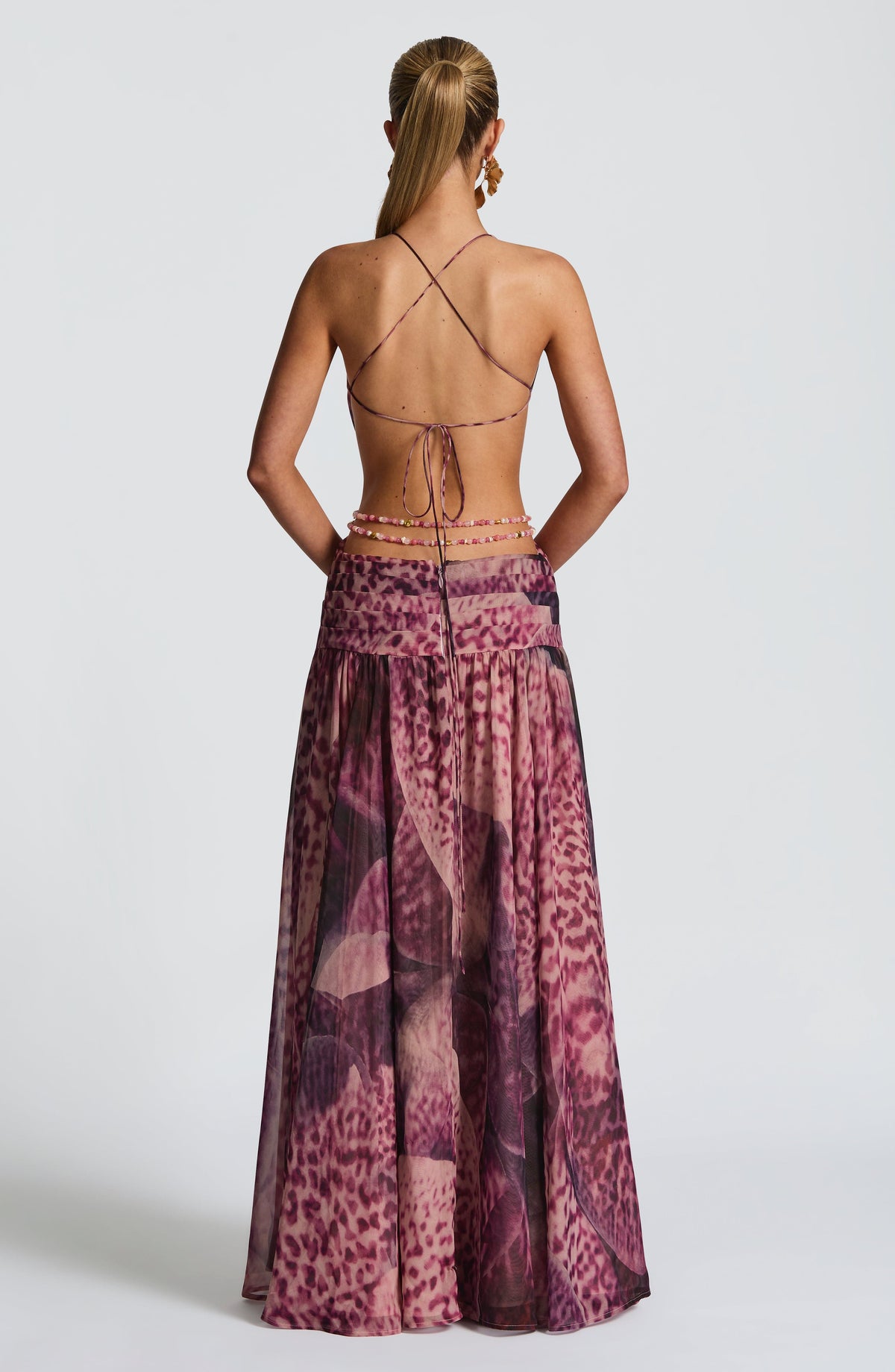 Indianne Maxi Dress in Magenta Orchid Print
