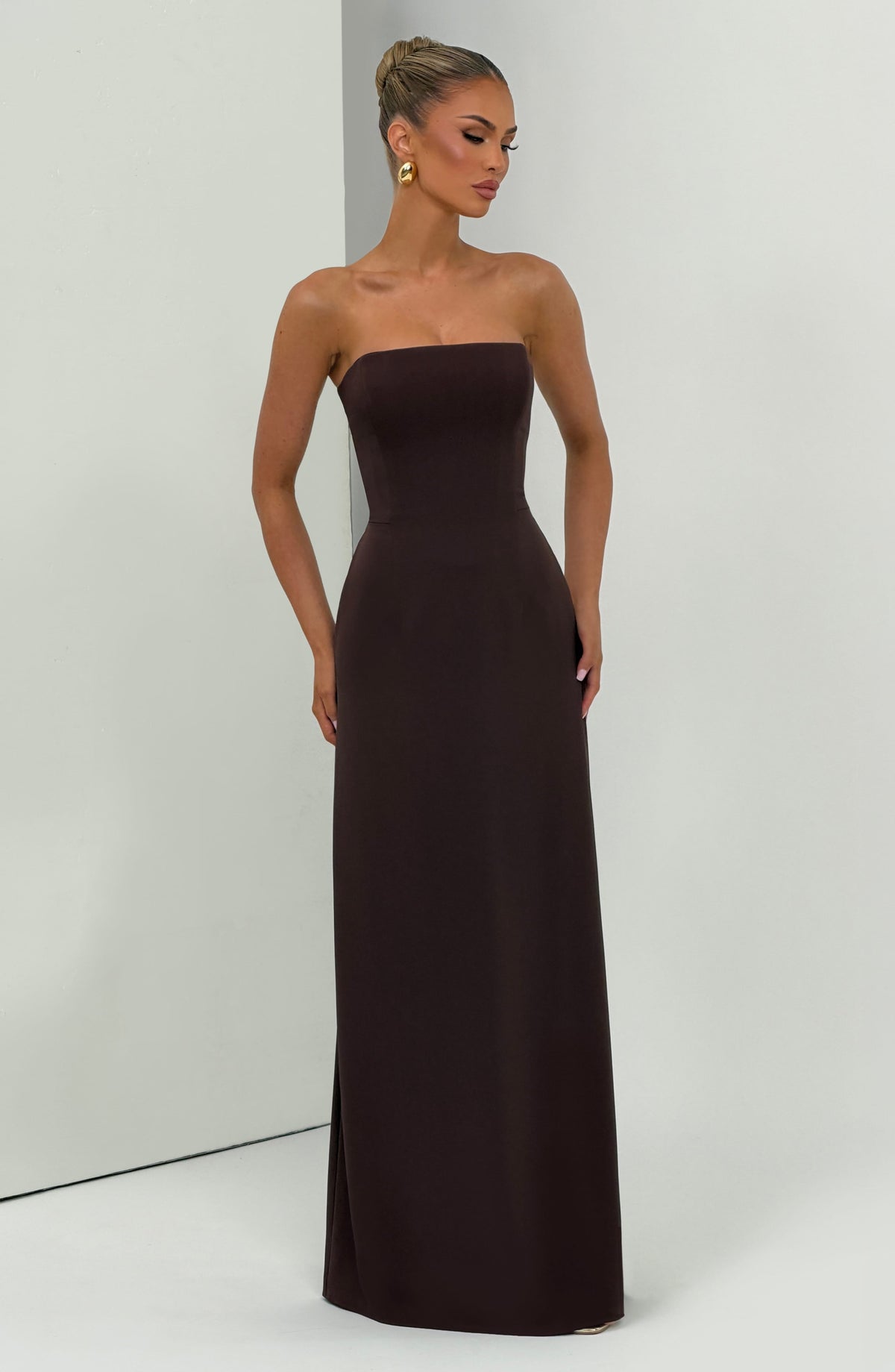 Irmena Maxi Dress in Plum Brown