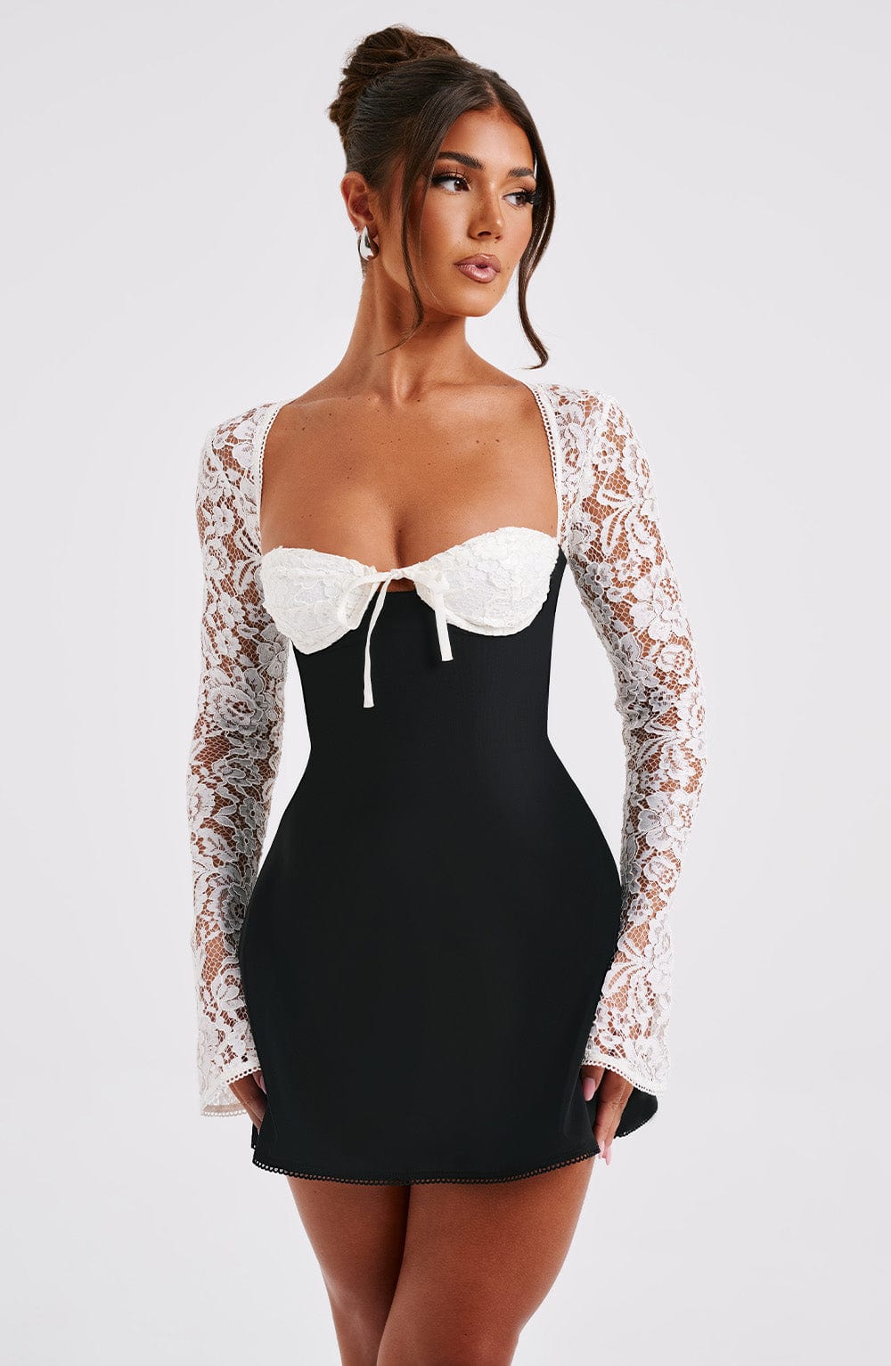 Jacinthe Mini Dress in Black/White