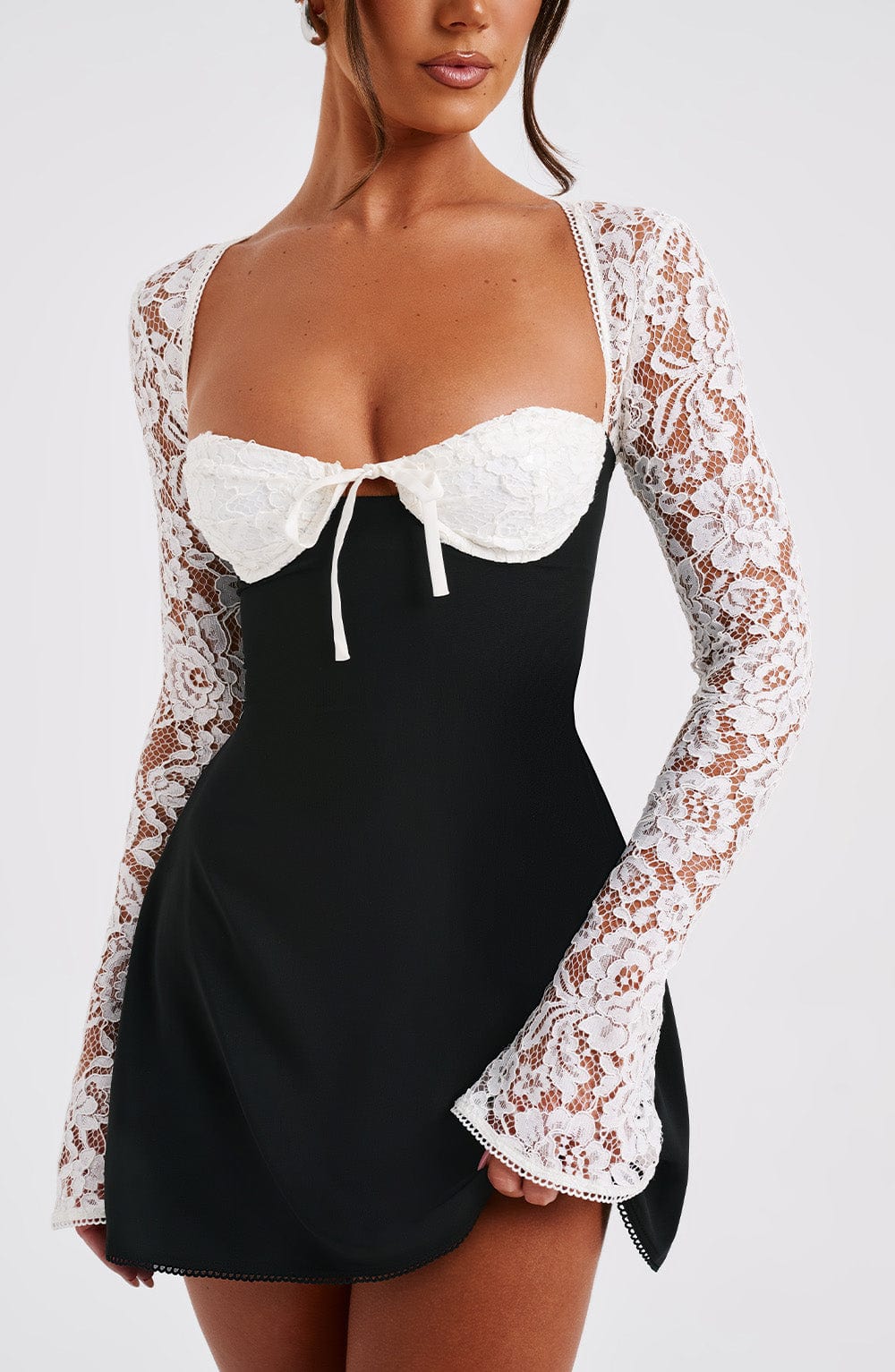 Jacinthe Mini Dress in Black/White