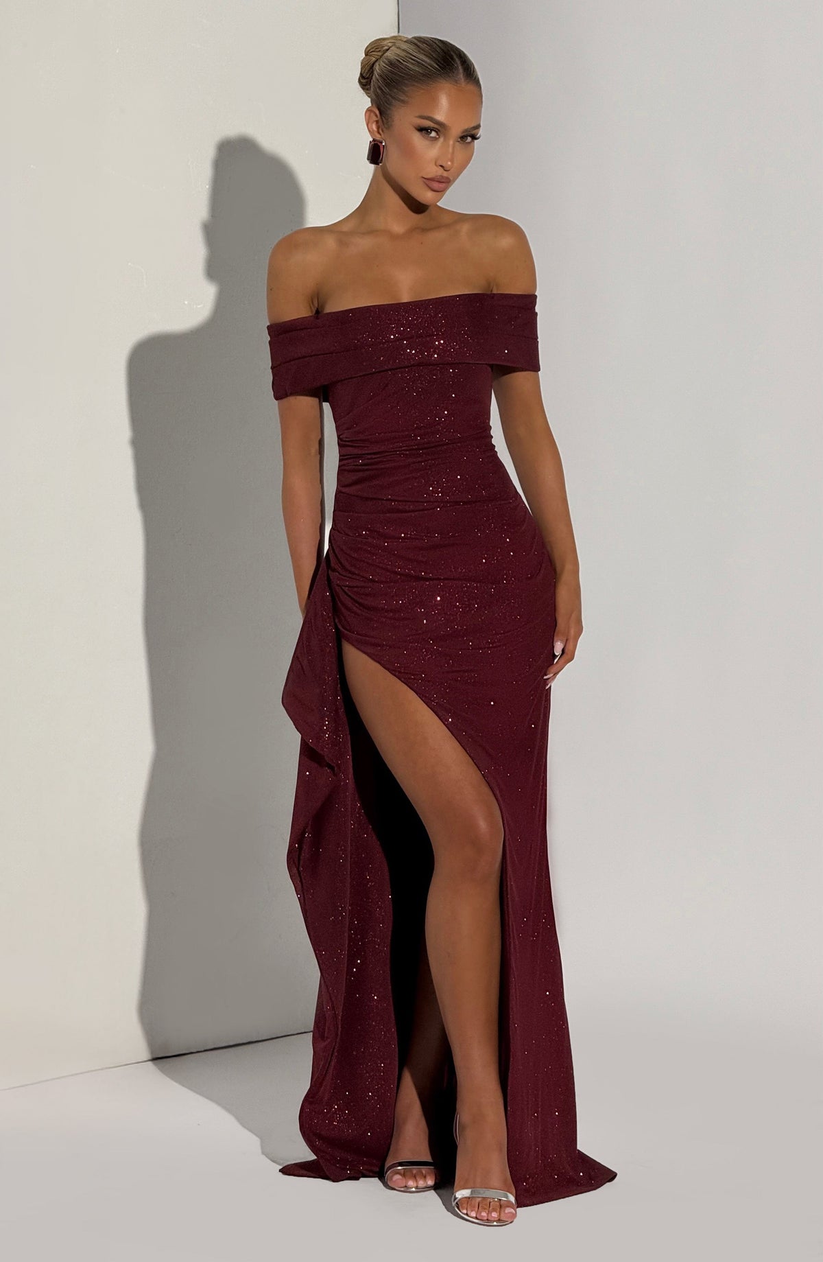 Jocelyn Maxi Dress in Wine Sparkle