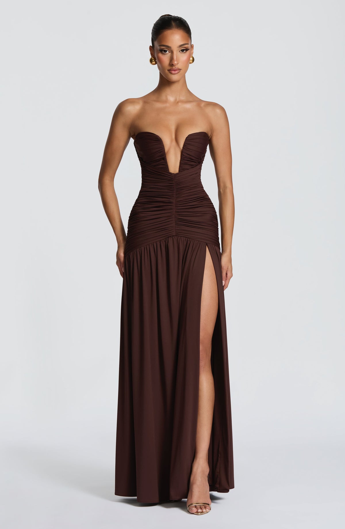 Junelle Maxi Dress in Plum Brown
