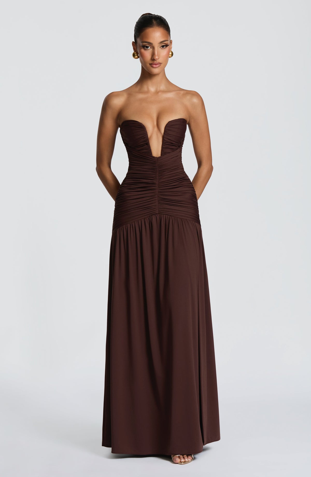 Junelle Maxi Dress in Plum Brown