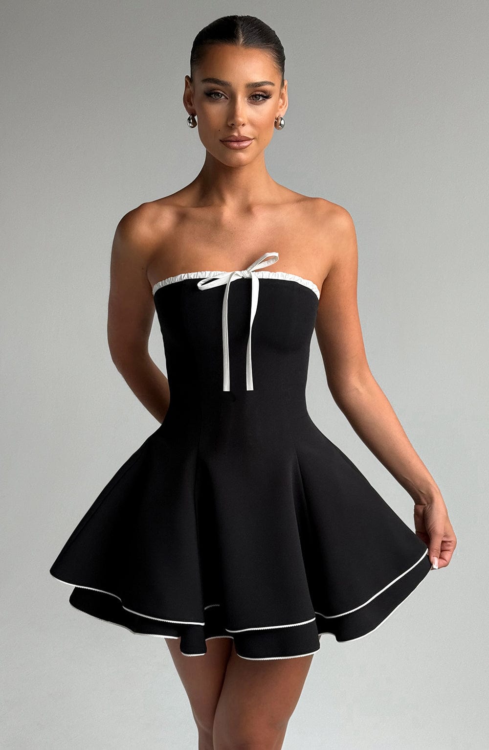 Junora Mini Dress in Black/White