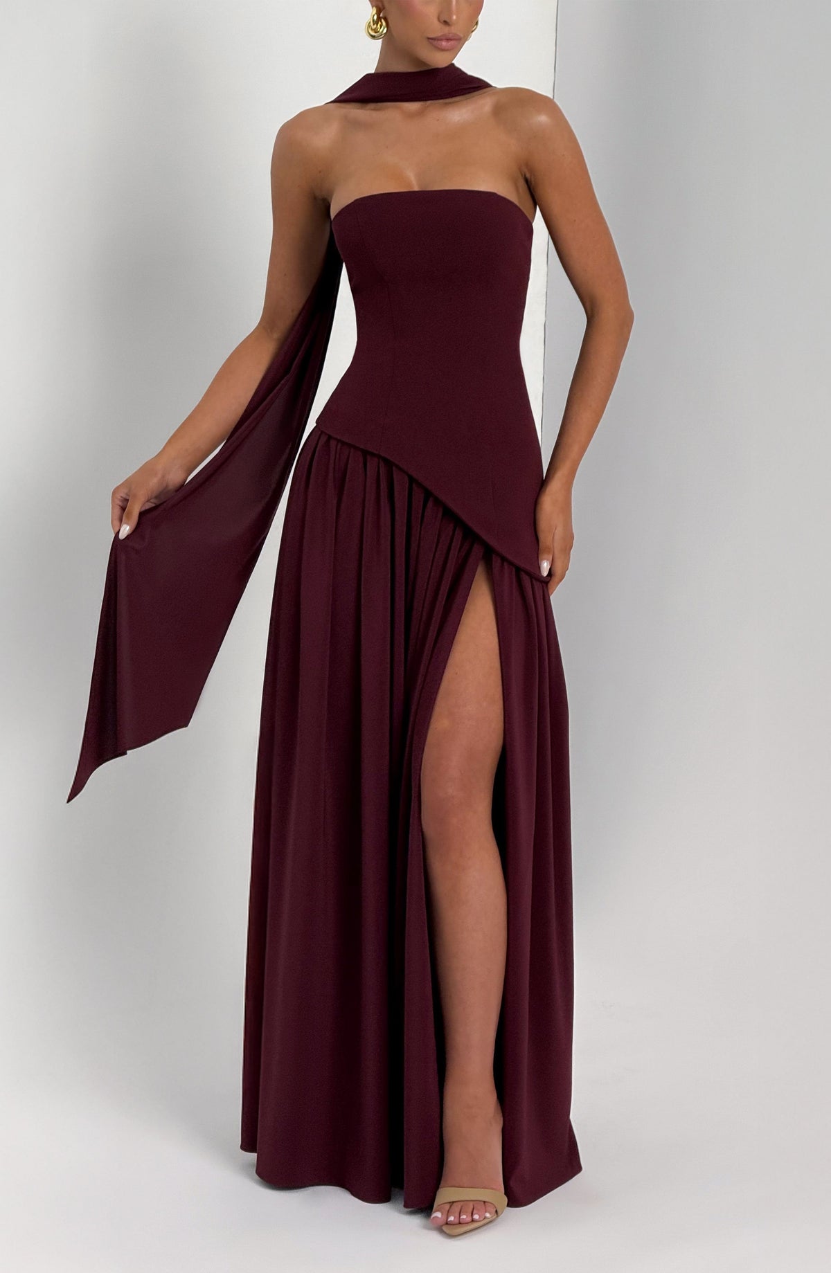 Maliyana Maxi Dress in Cherry Lacquer
