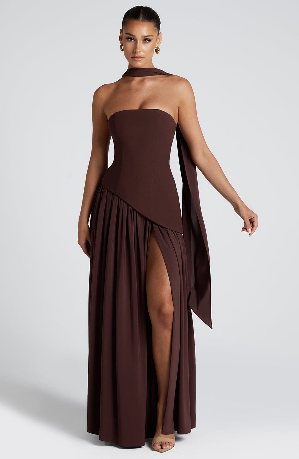 Maliyana Maxi Dress in Plum Brown