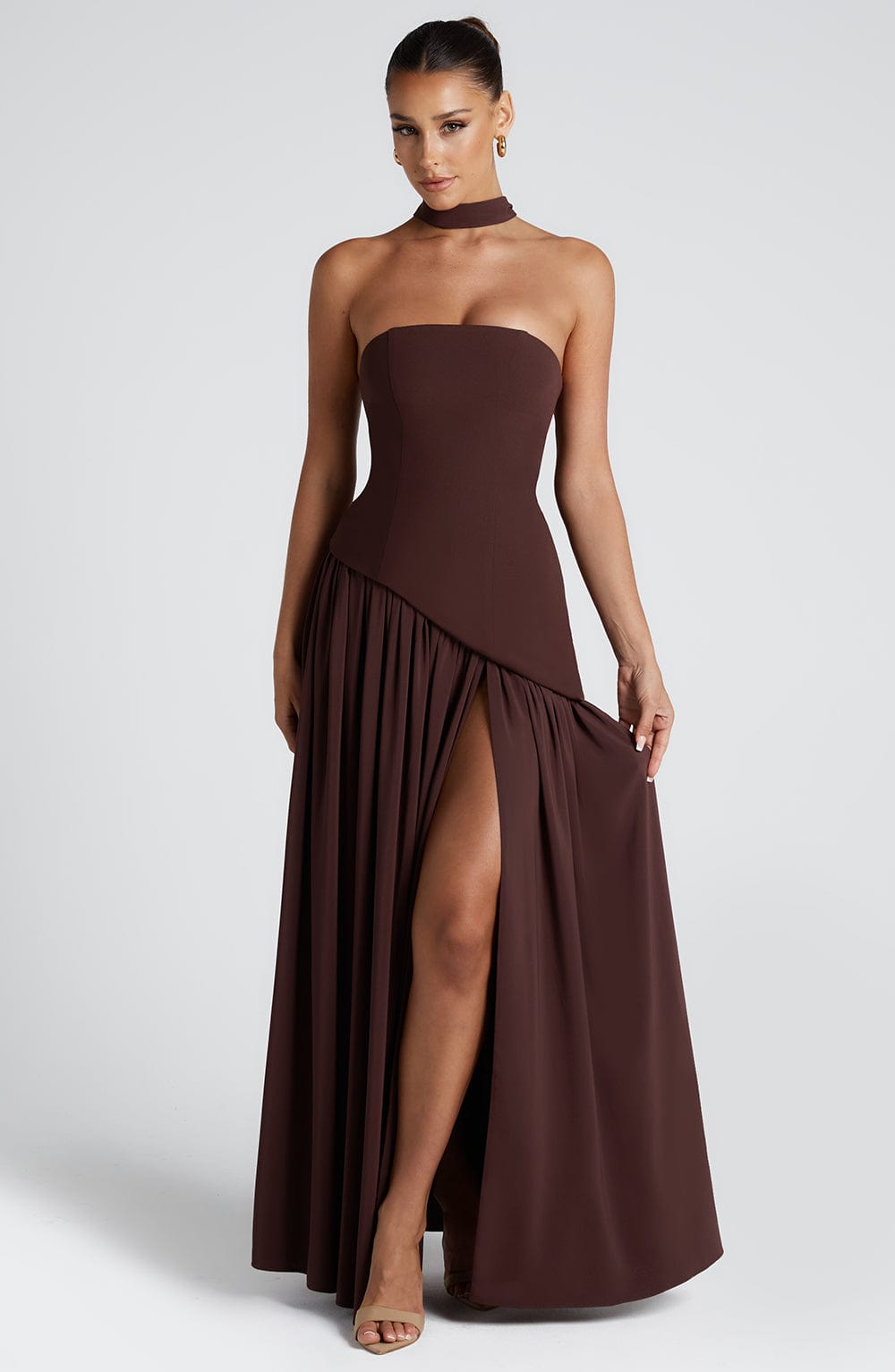 Maliyana Maxi Dress in Plum Brown