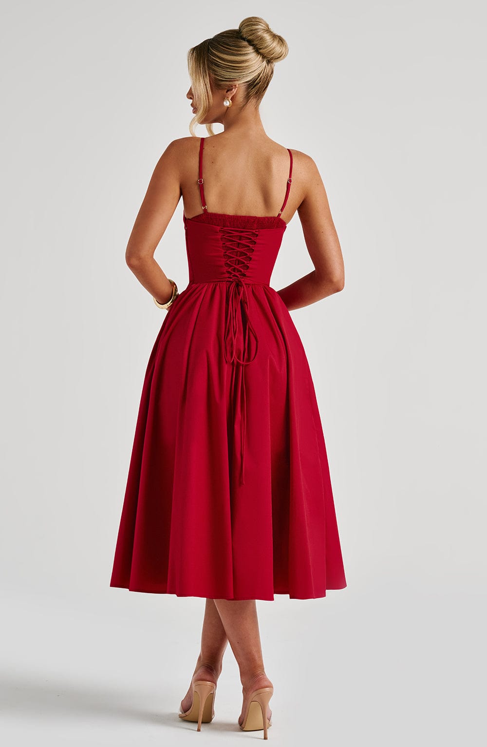 Mariella Midi Dress in Red