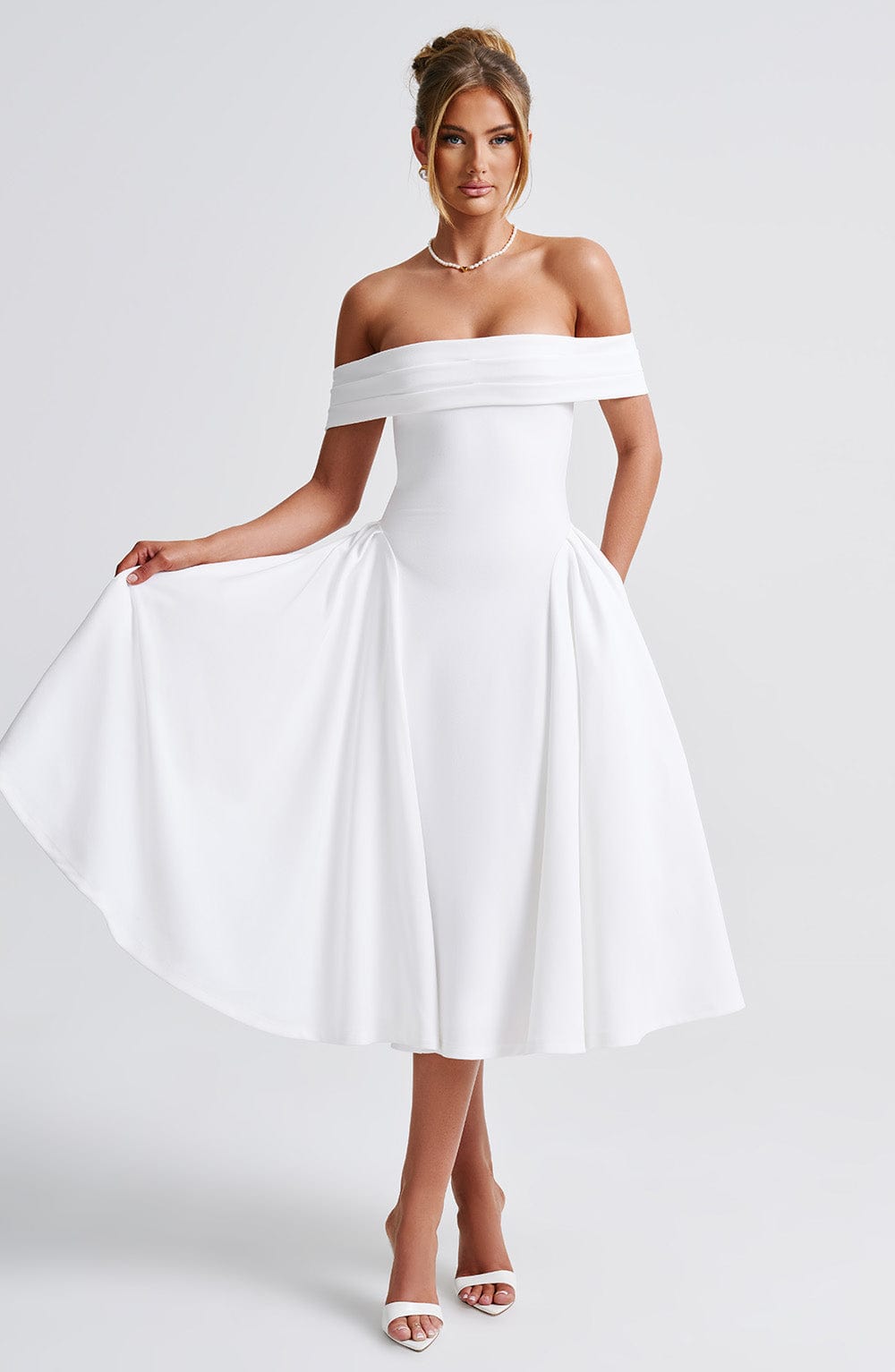 Marinda Midi Dress in Ivory