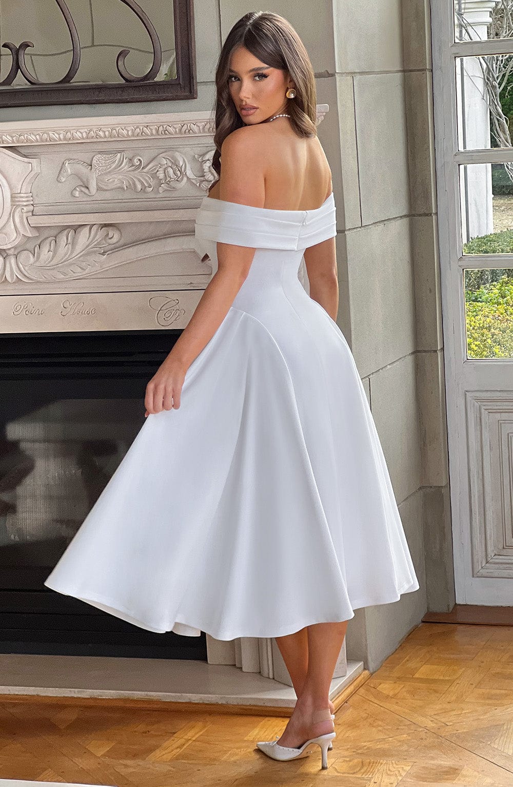 Marinda Midi Dress in Ivory