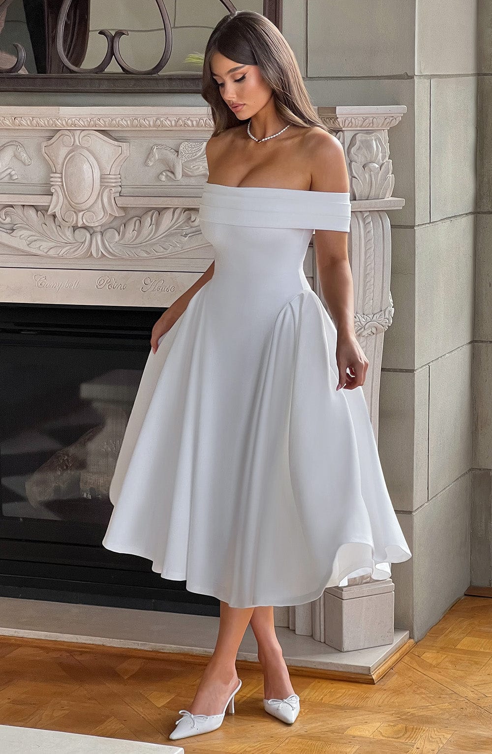 Marinda Midi Dress in Ivory