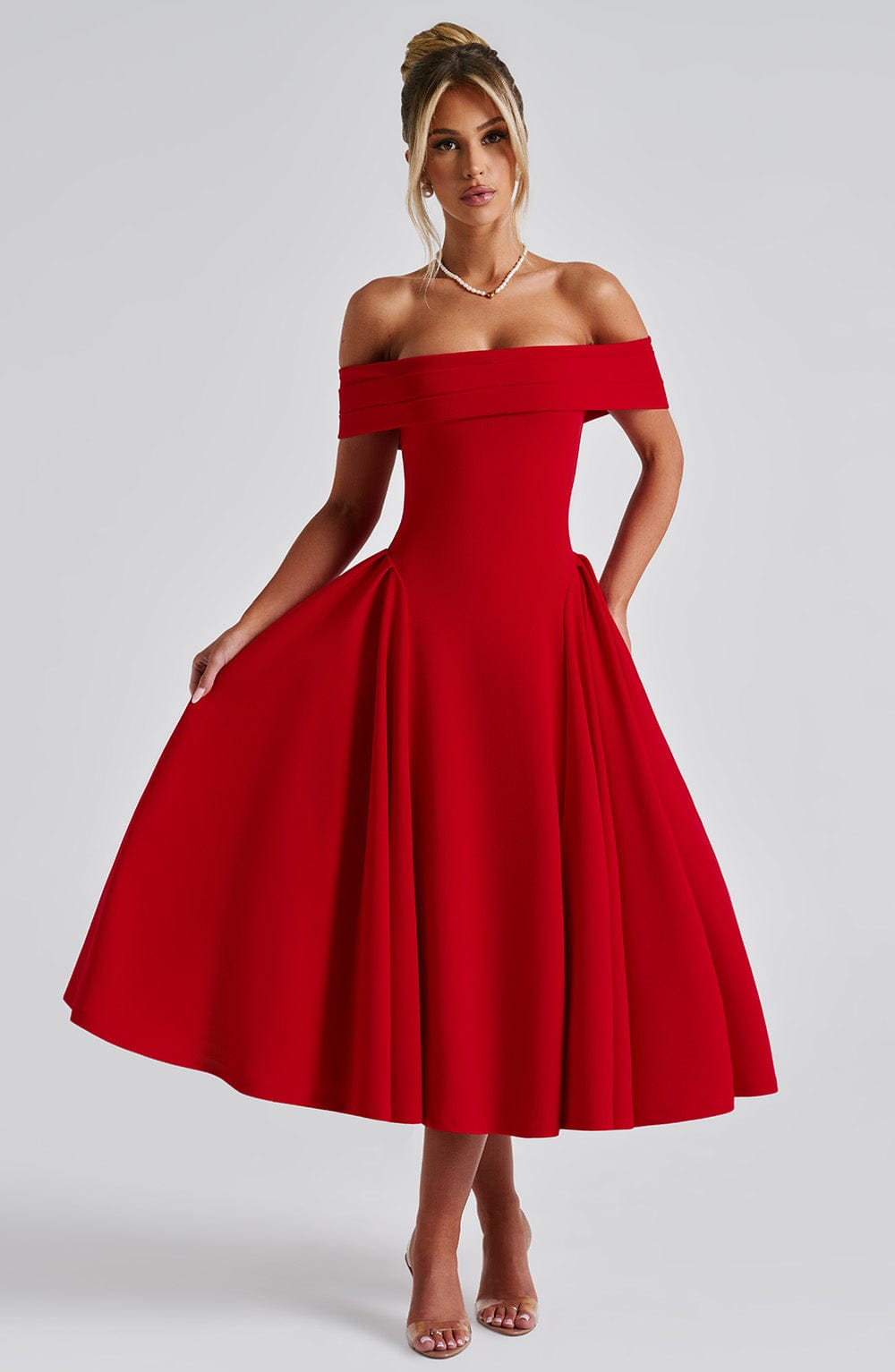 Marinda Midi Dress in Red