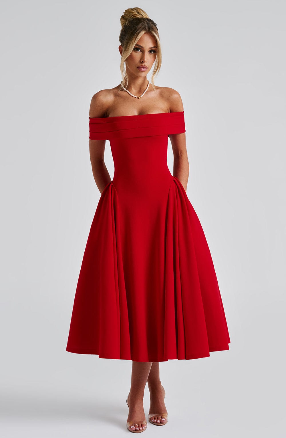 Marinda Midi Dress in Red
