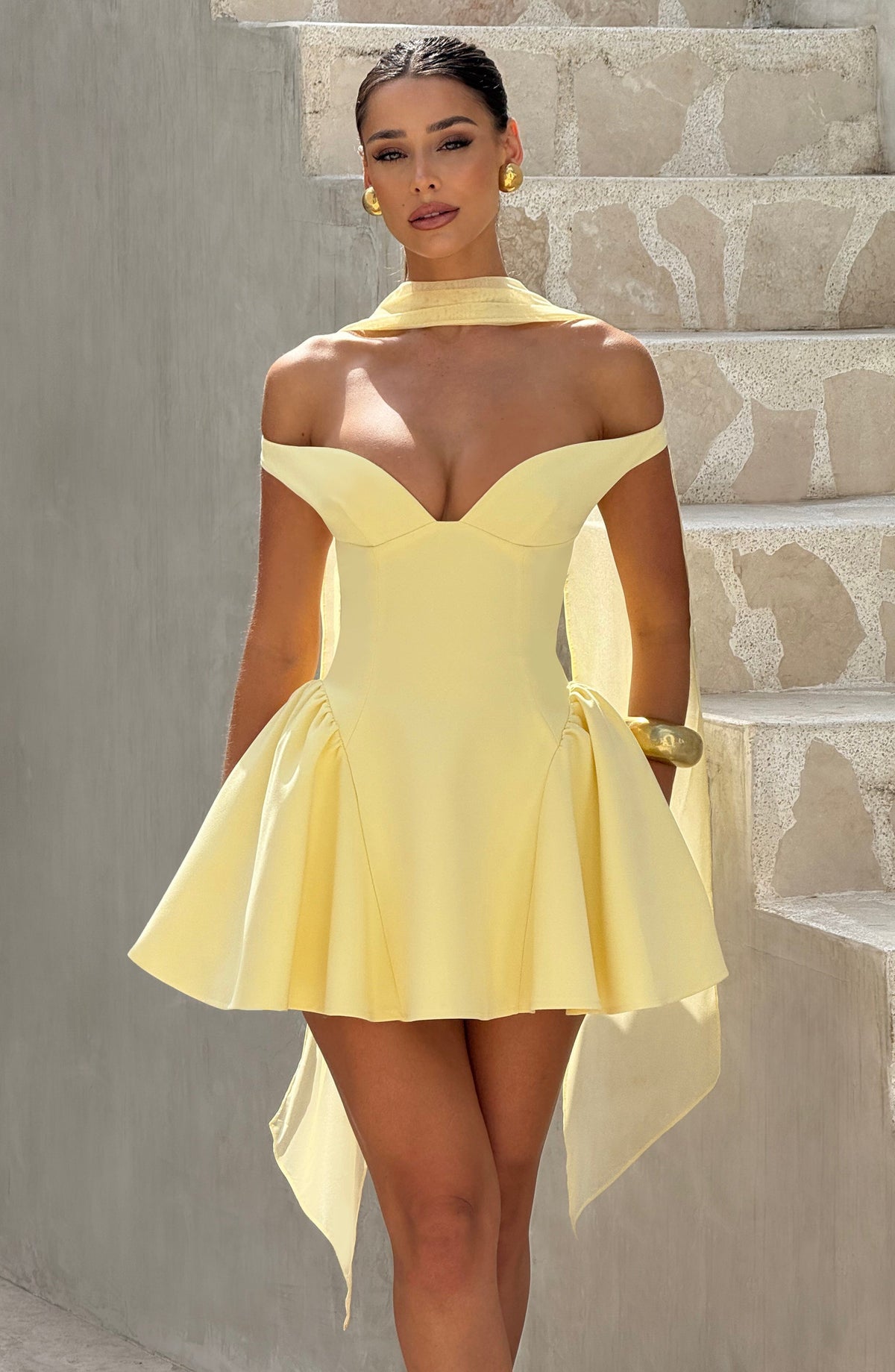 Marlie Mini Dress in Lemon