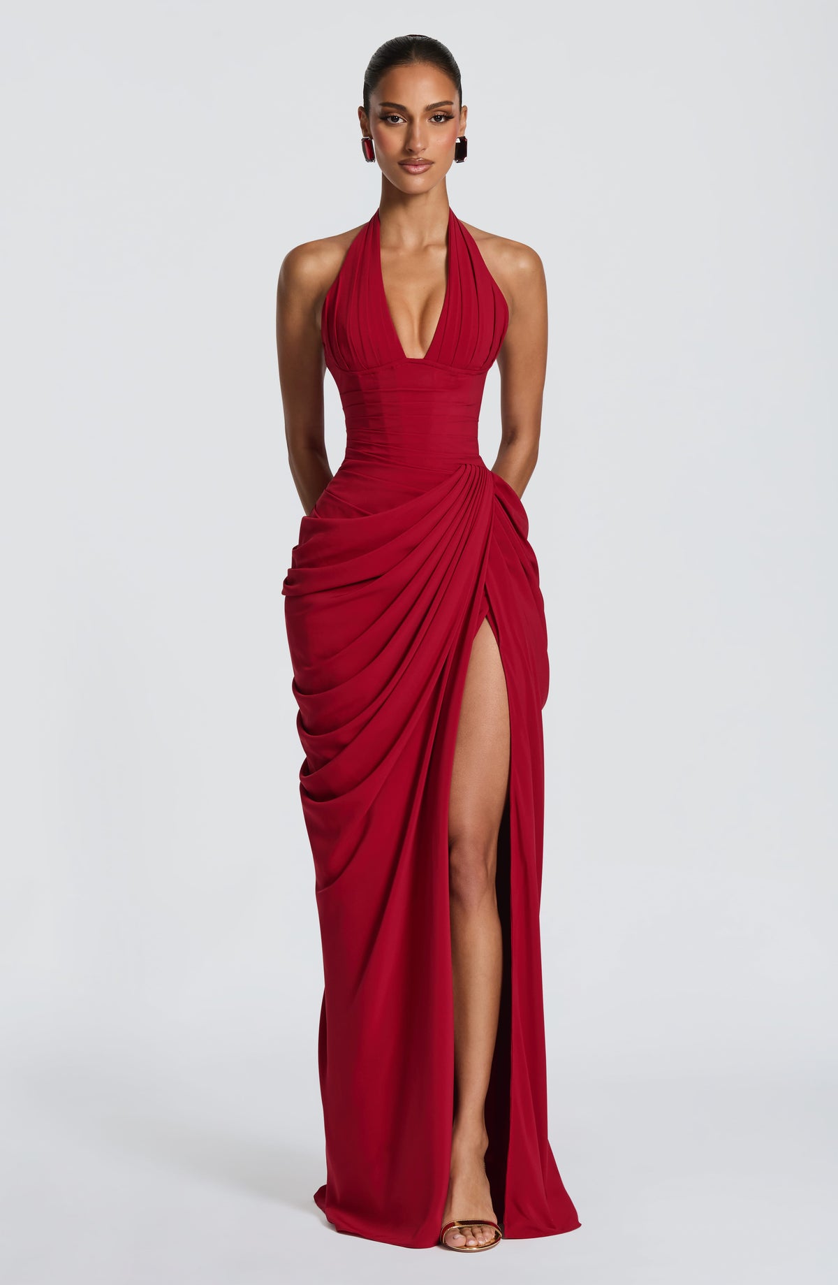 Minetta Maxi Dress in Deep Red