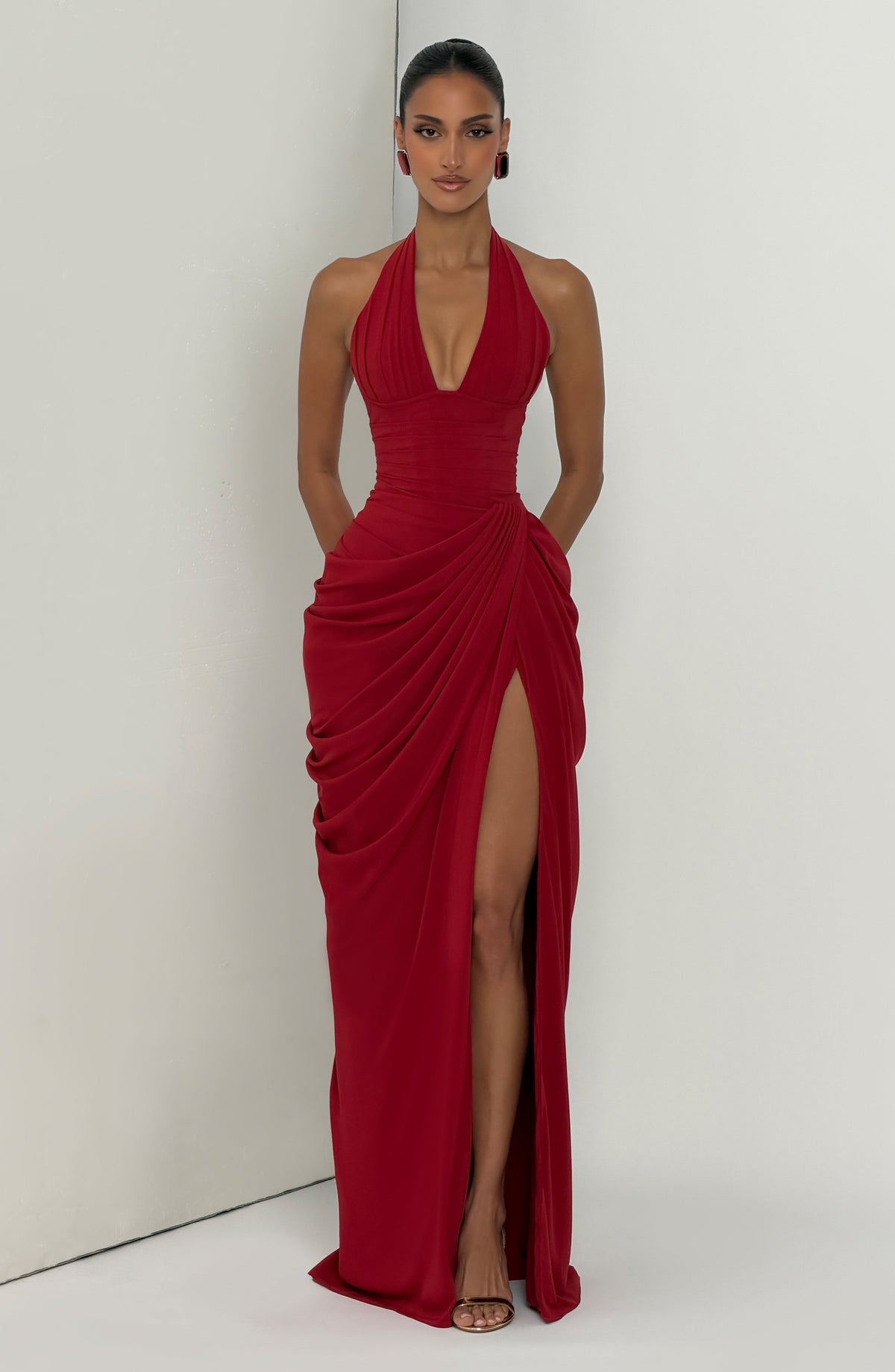 Minetta Maxi Dress in Deep Red