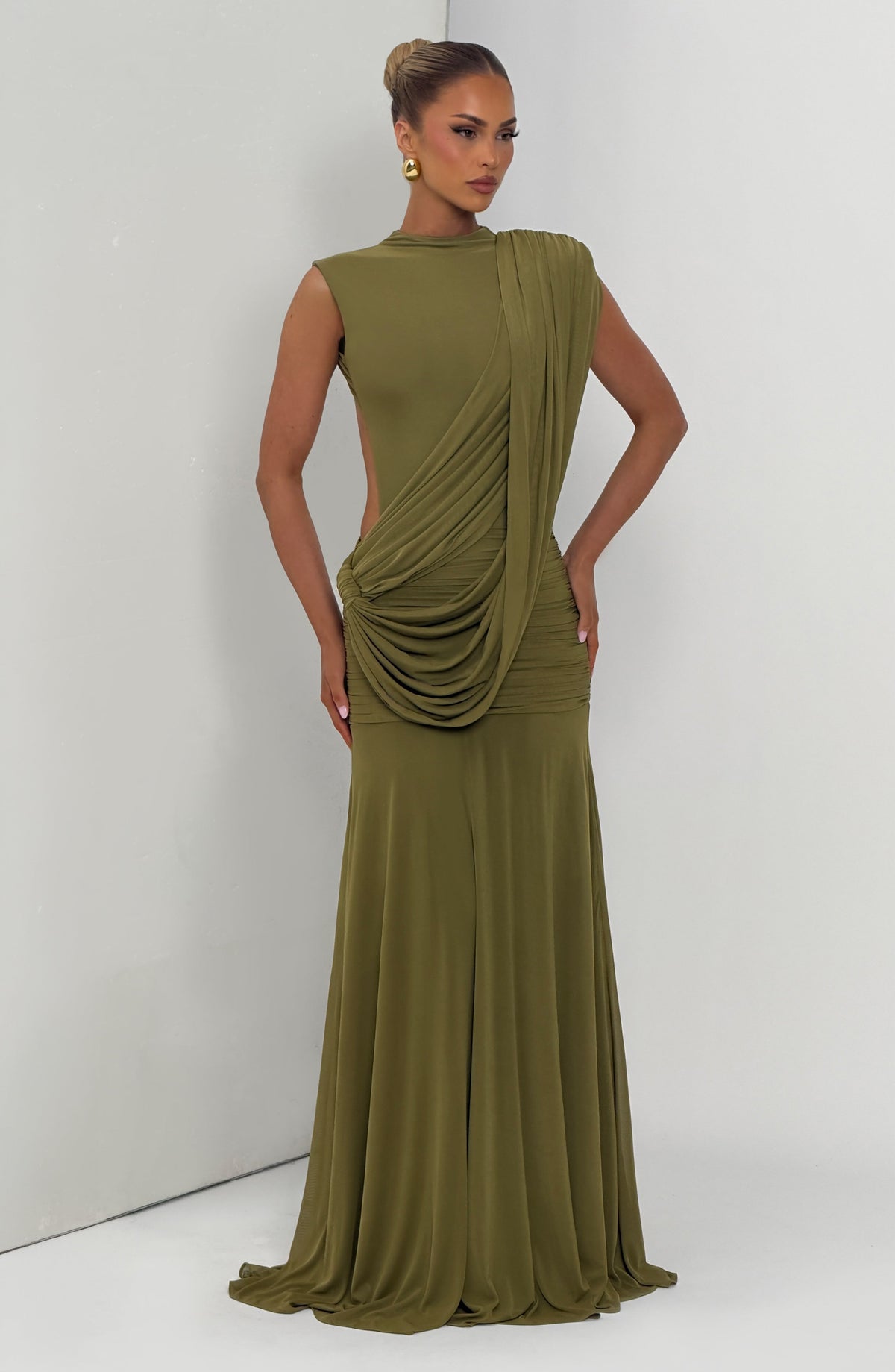 Mireille Maxi Dress in Deep Olive
