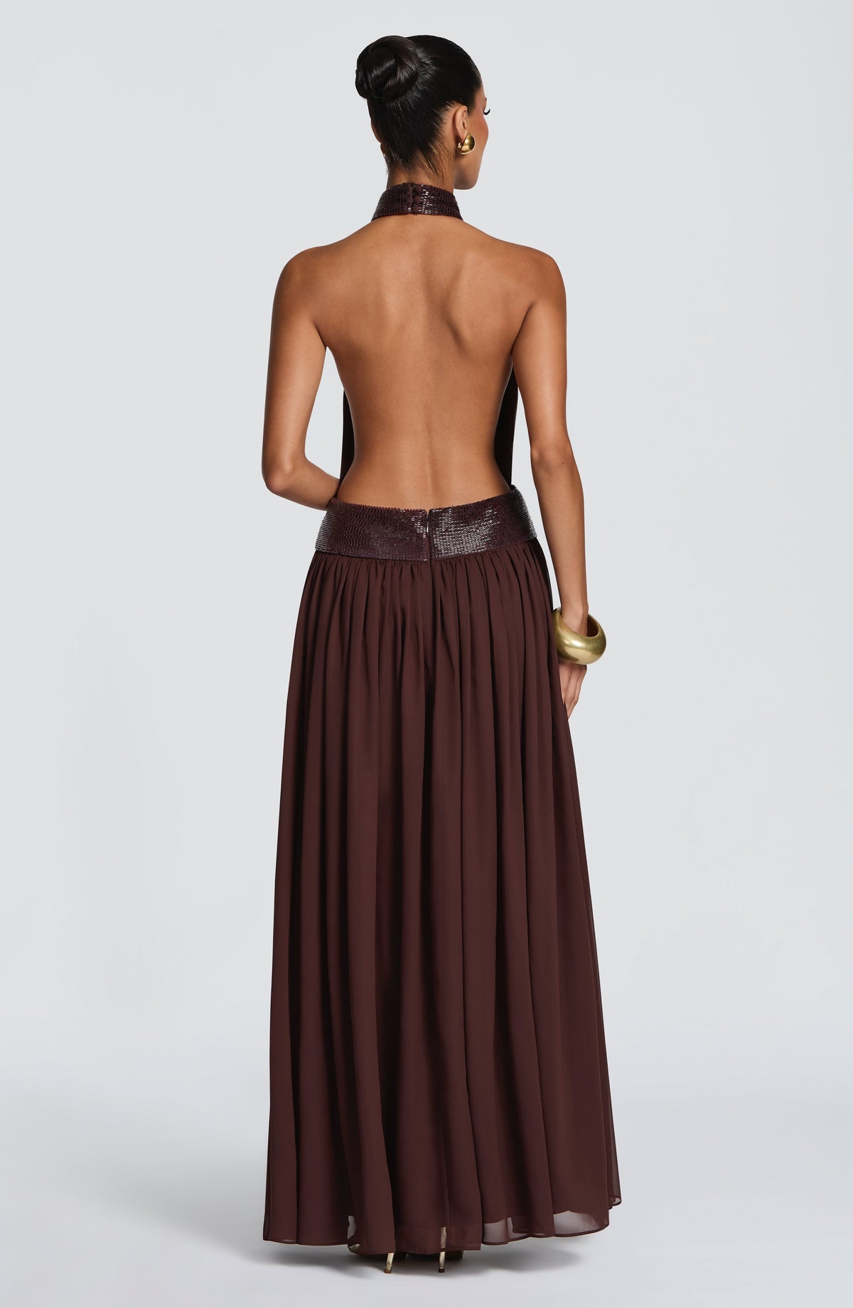 Rosaline Maxi Dress in Plum Brown