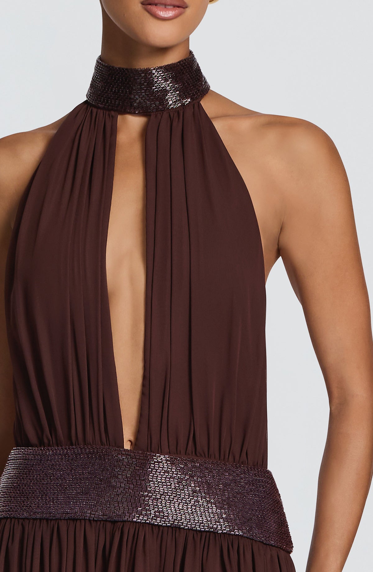 Rosaline Maxi Dress in Plum Brown