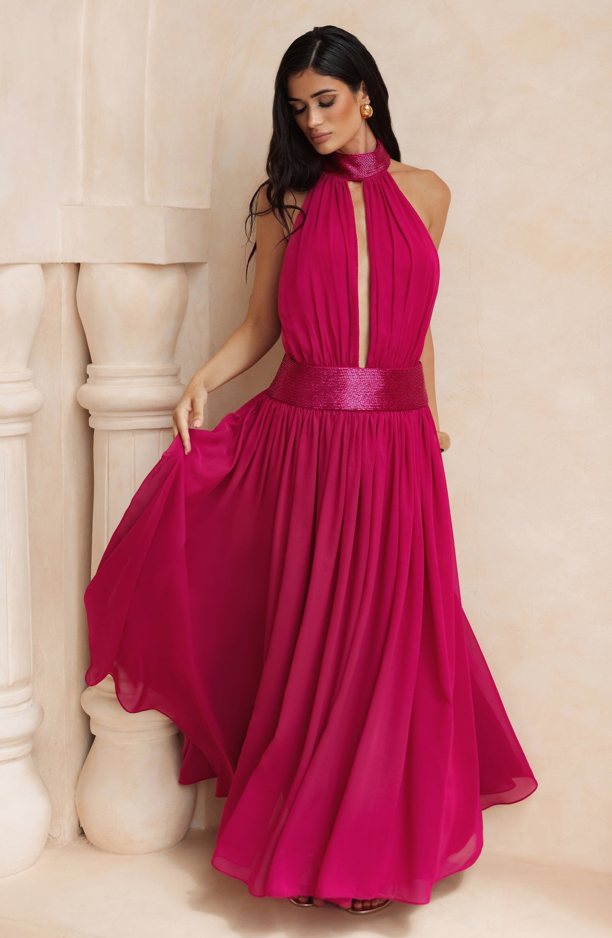 Rosaline Maxi Dress in Raspberry