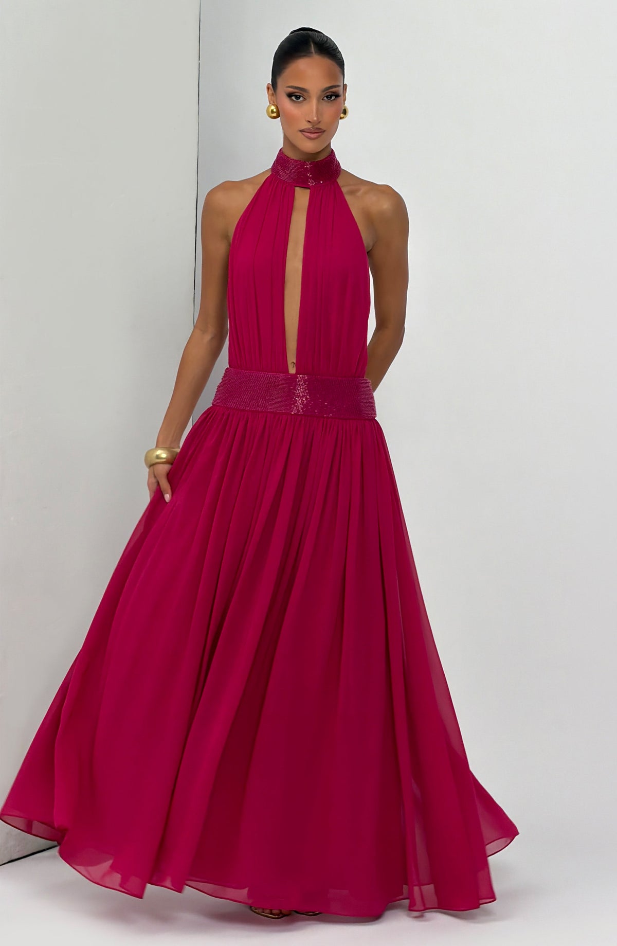 Rosaline Maxi Dress in Raspberry