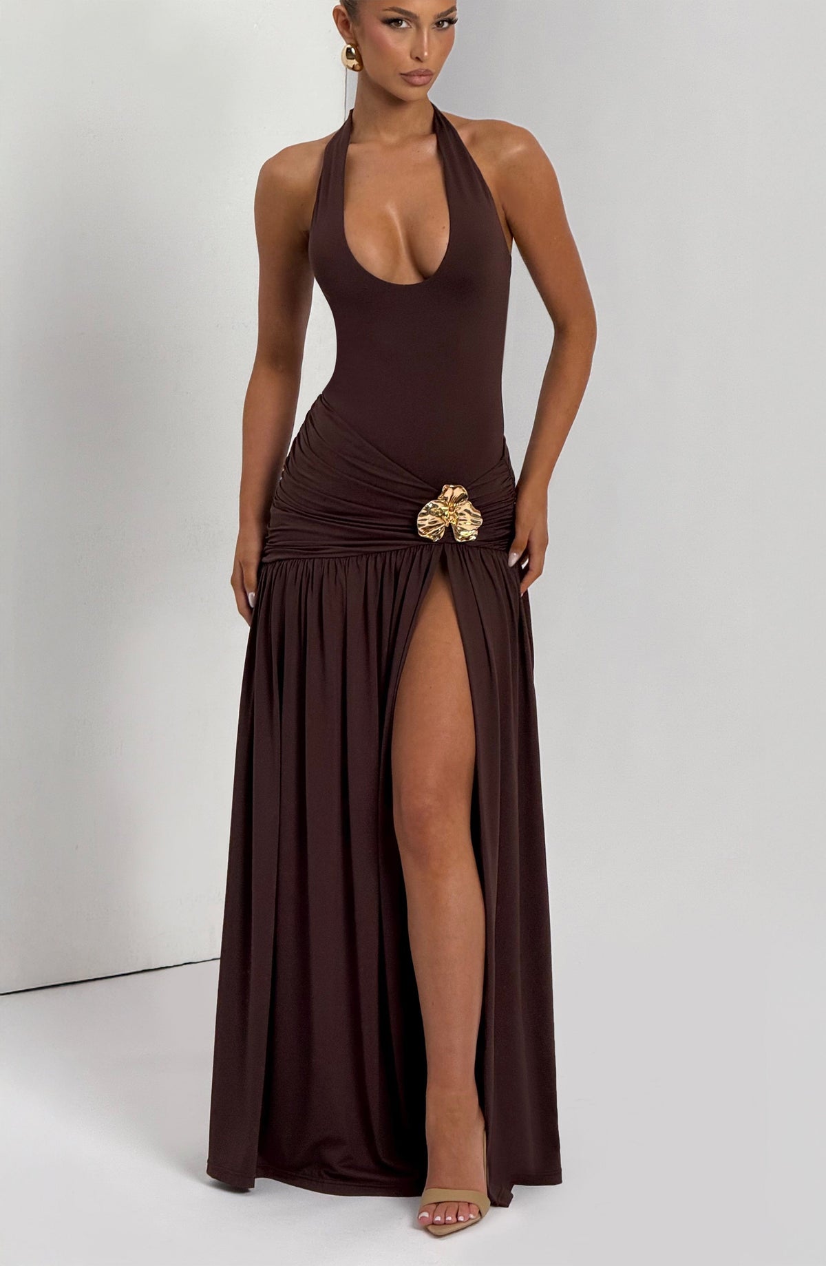 Sairina Maxi Skirt in Plum Brown