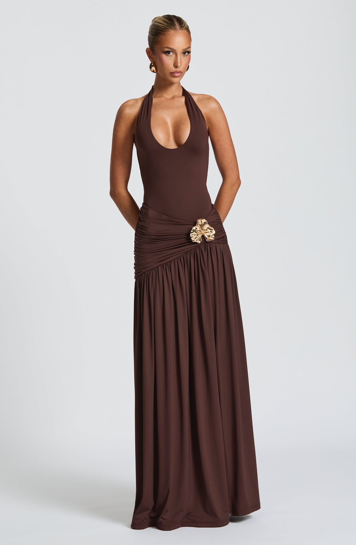 Sairina Maxi Skirt in Plum Brown
