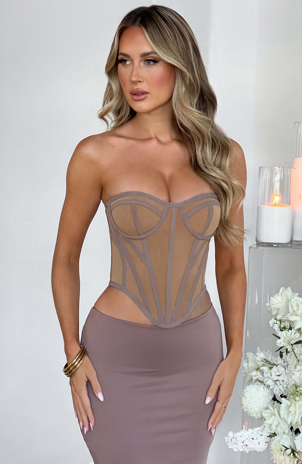 Santina Corset in Chocolate Nude