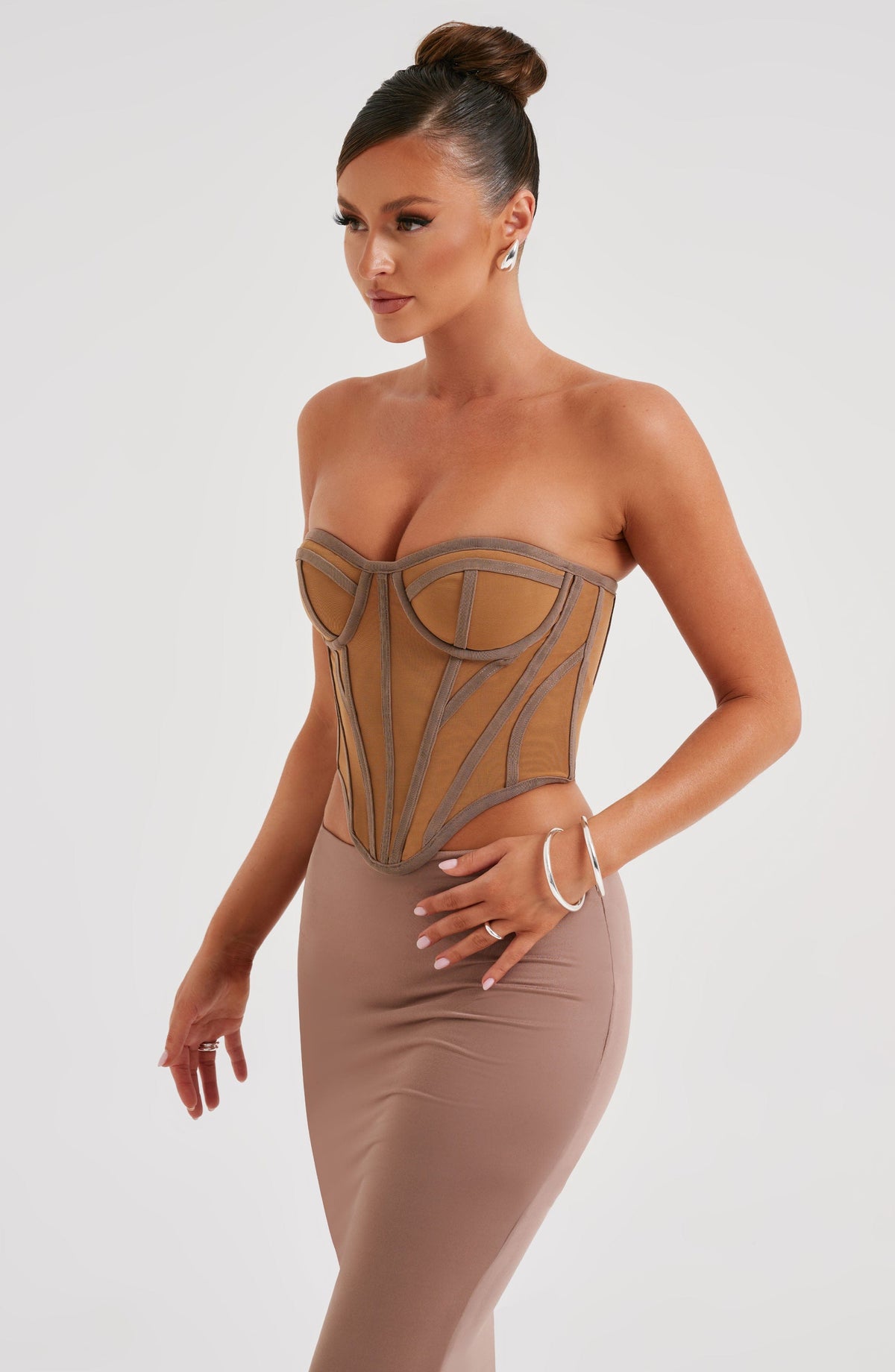 Santina Corset in Chocolate Nude