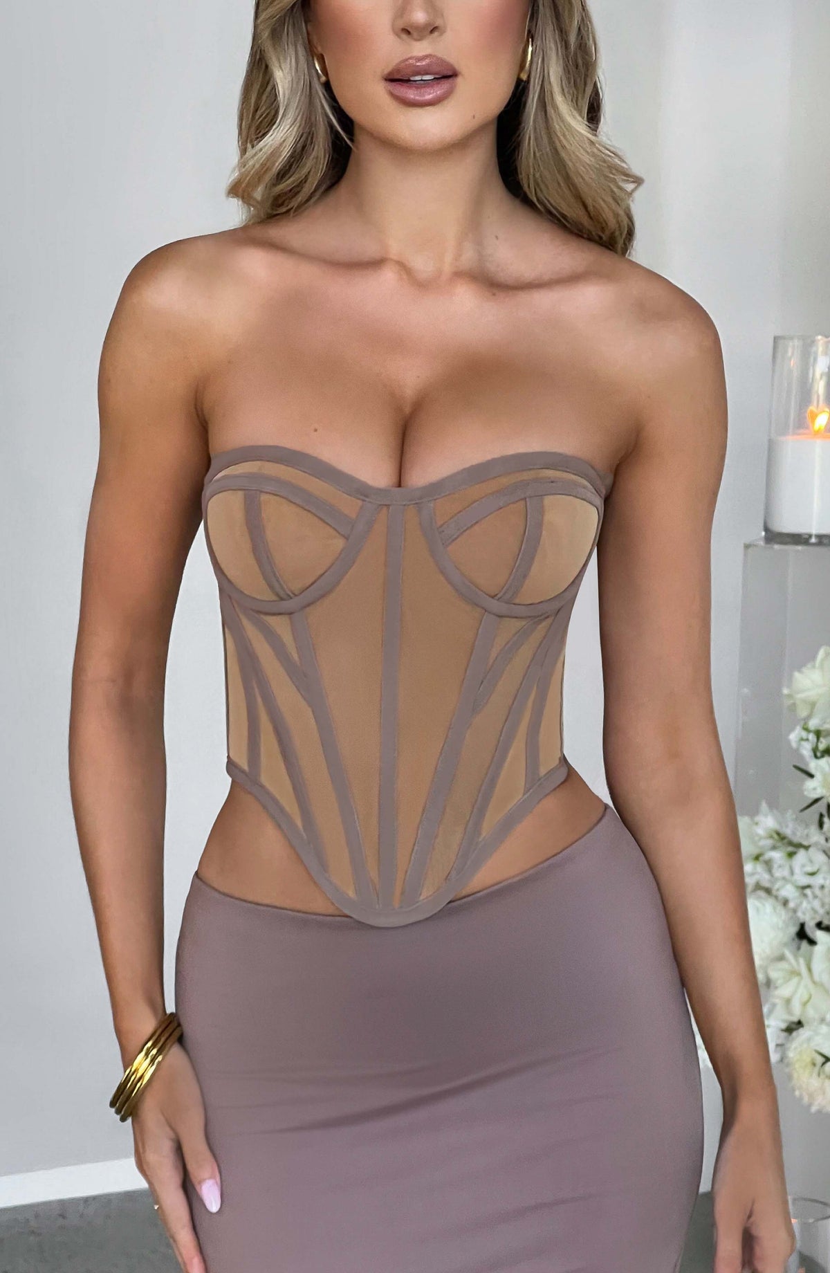 Santina Corset in Chocolate Nude