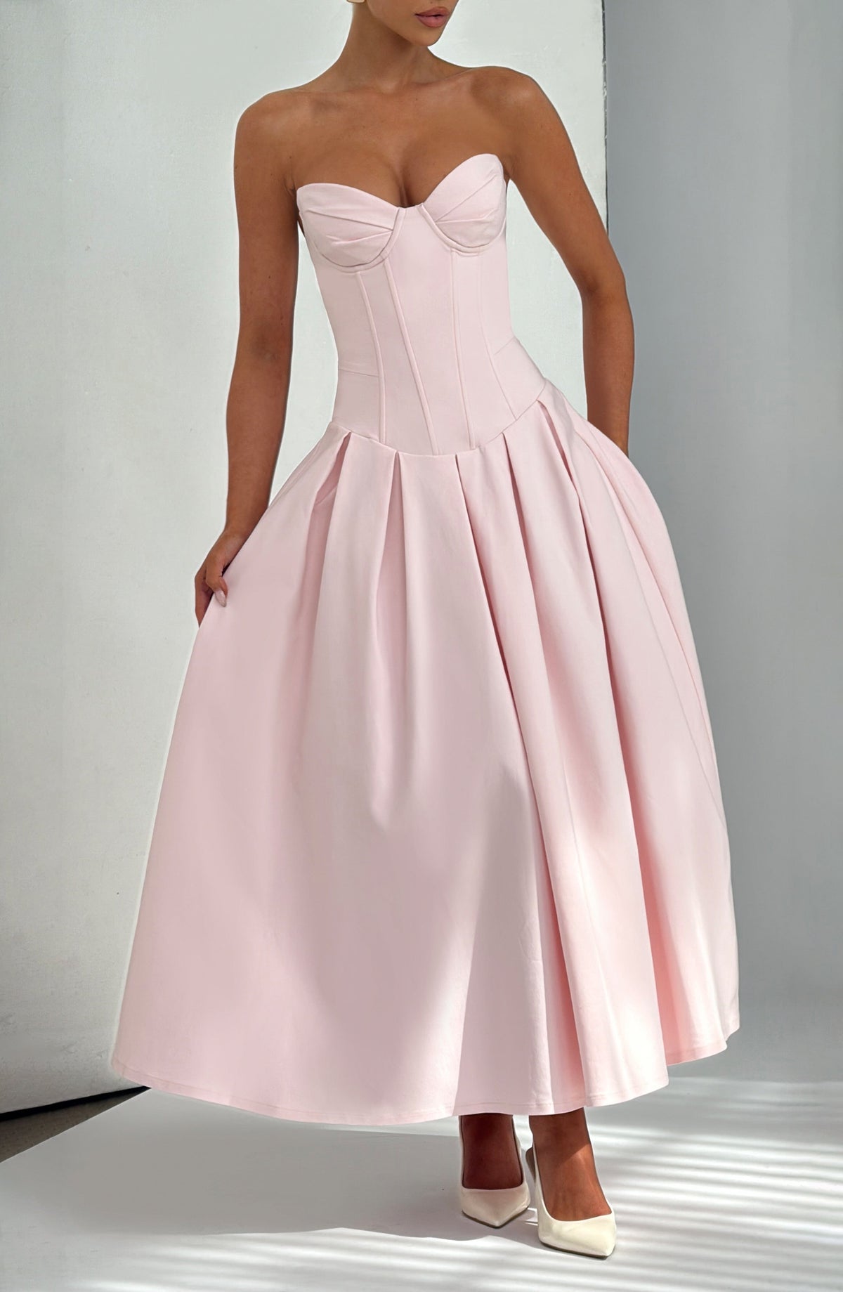 Selma Midi Dress in Blush