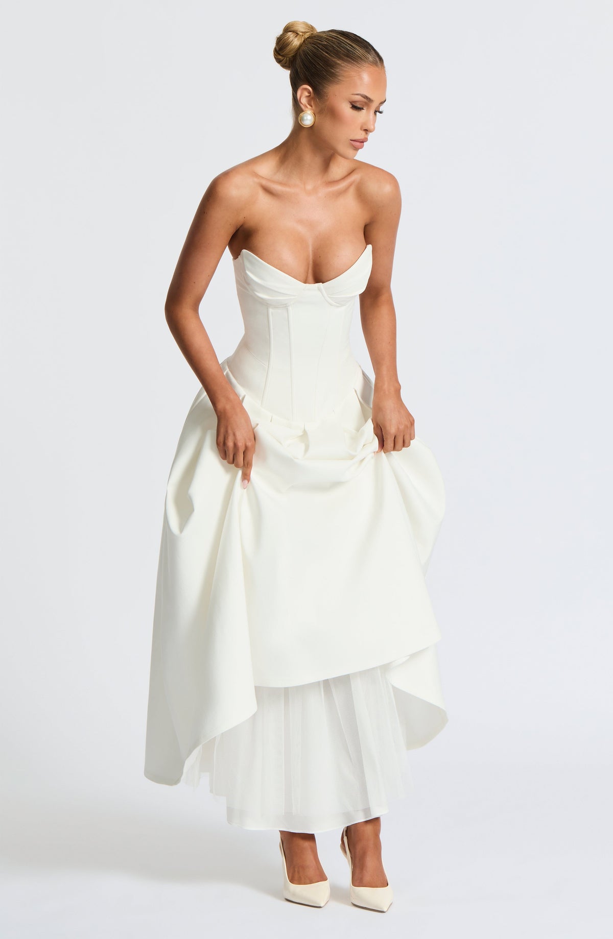 Selma Midi Dress in Ivory