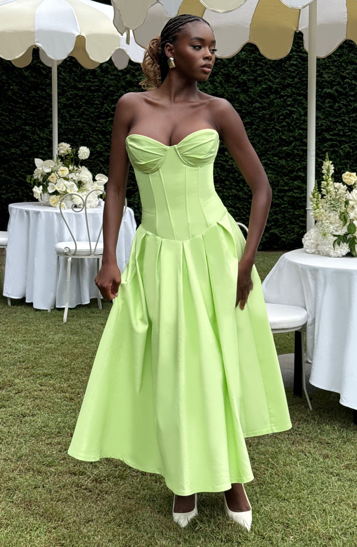 Selma Midi Dress in Lime
