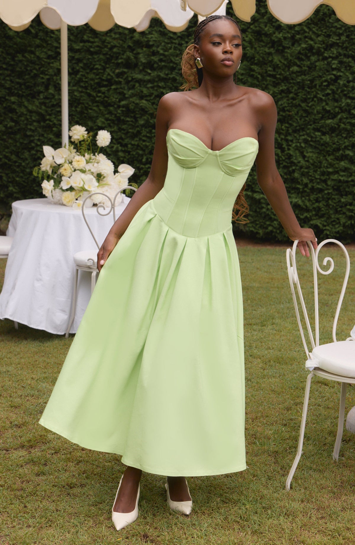 Selma Midi Dress in Lime