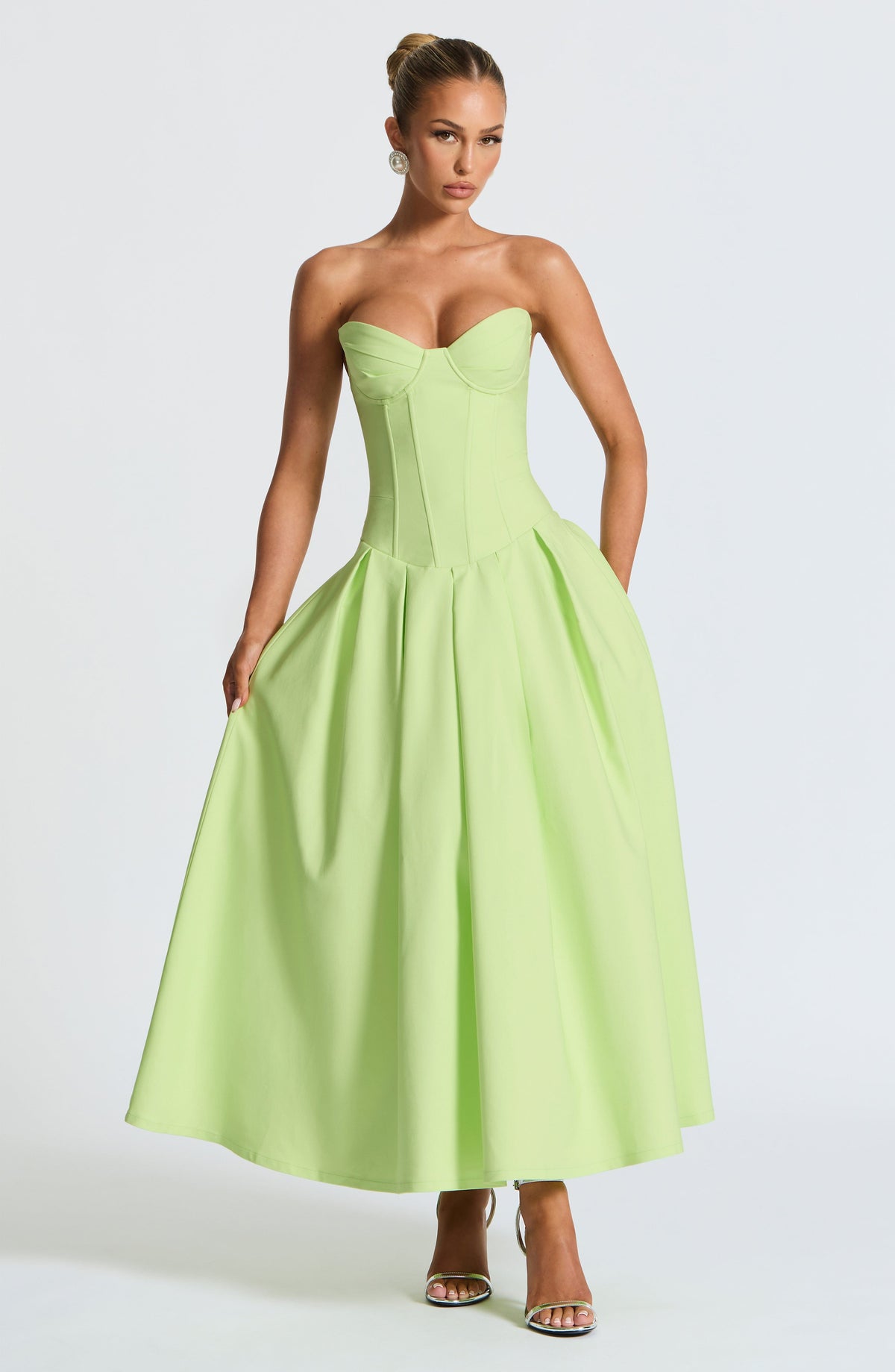 Selma Midi Dress in Lime