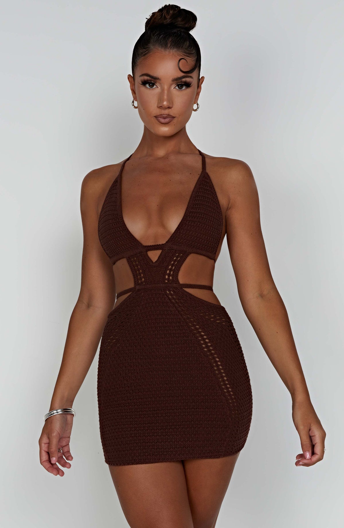 Serena Mini Dress in Chocolate