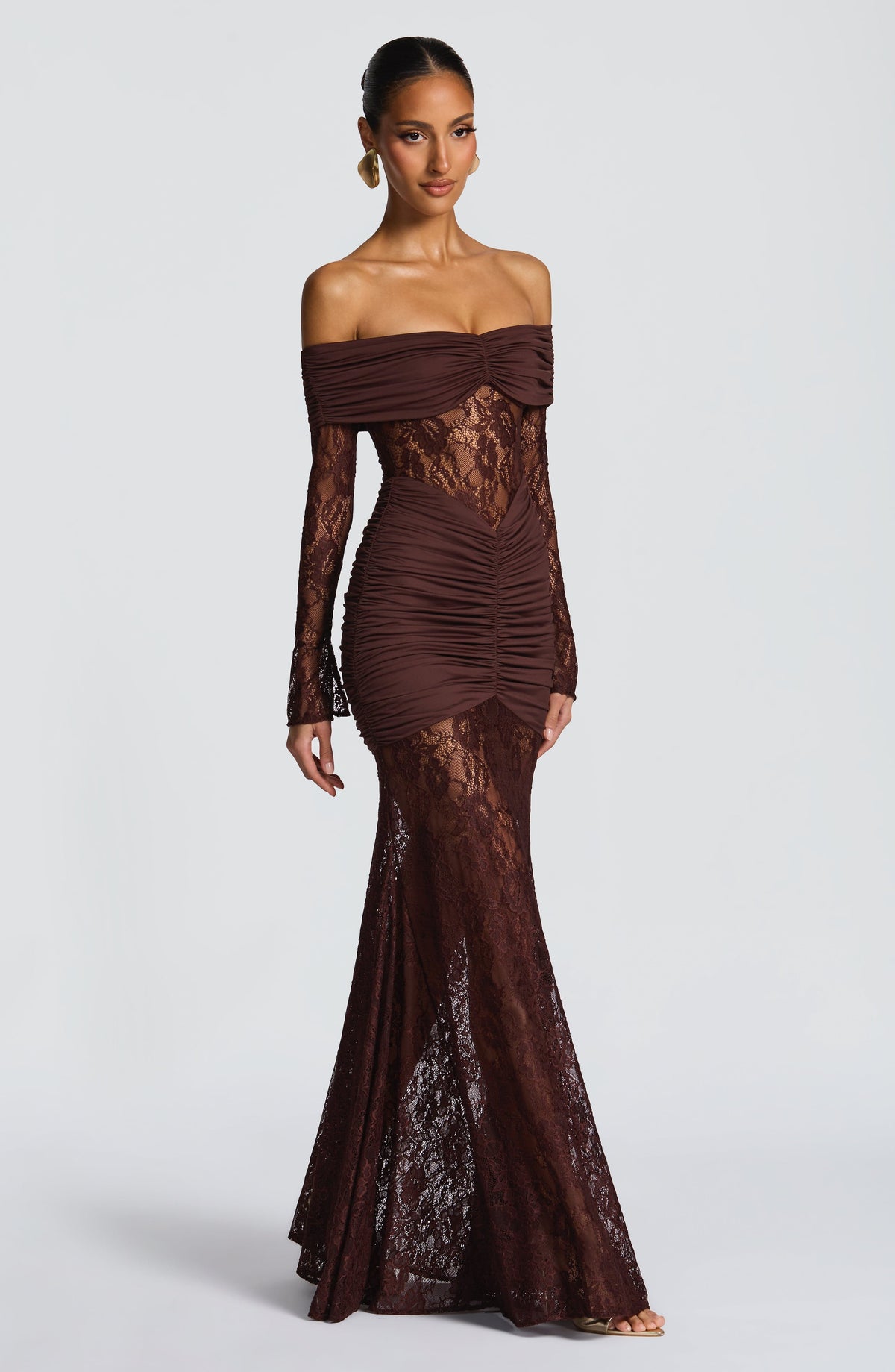 Solene Maxi Dress in Plum Brown